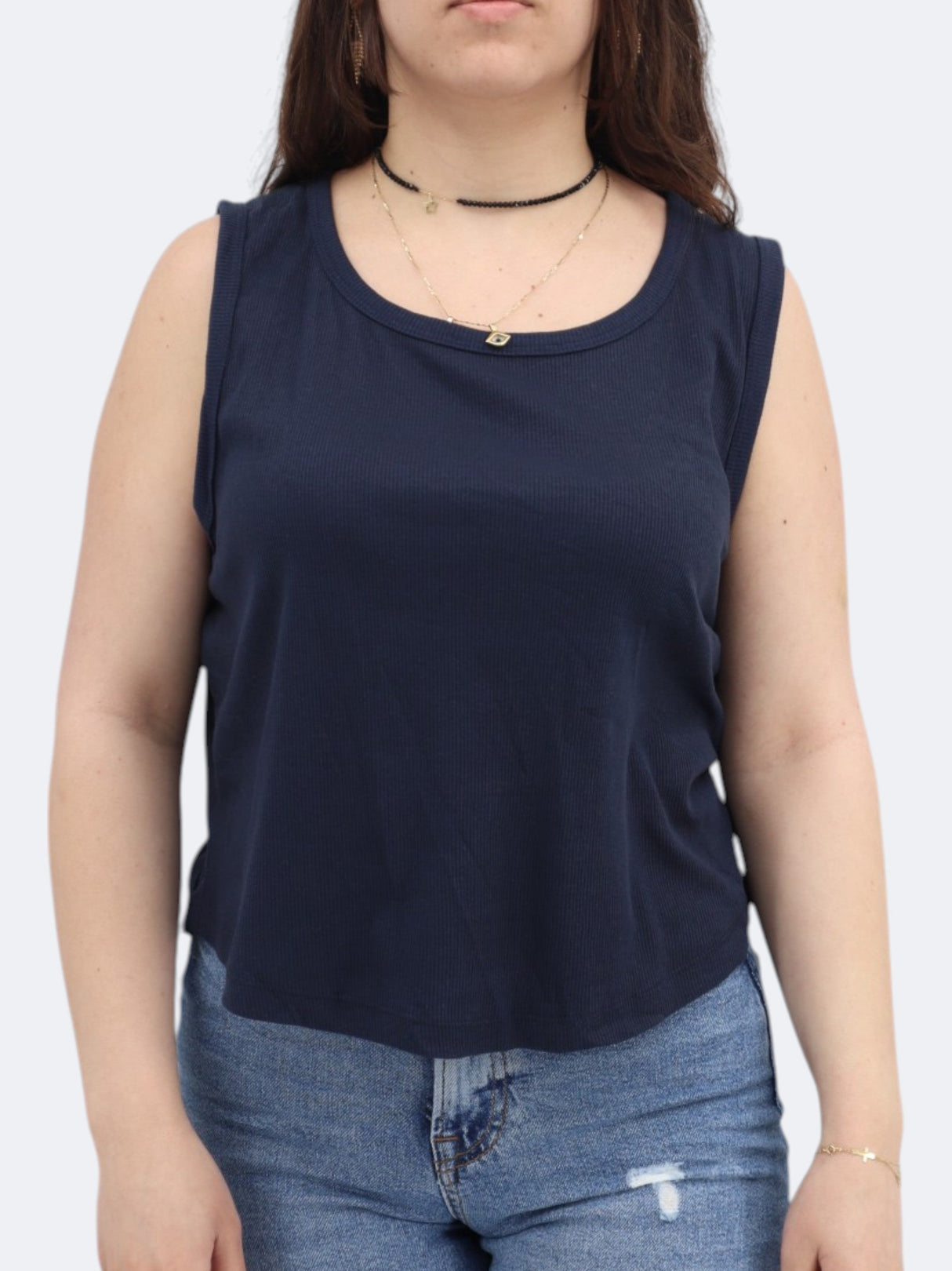 Image for Women's Ribbed Tank Top,Navy