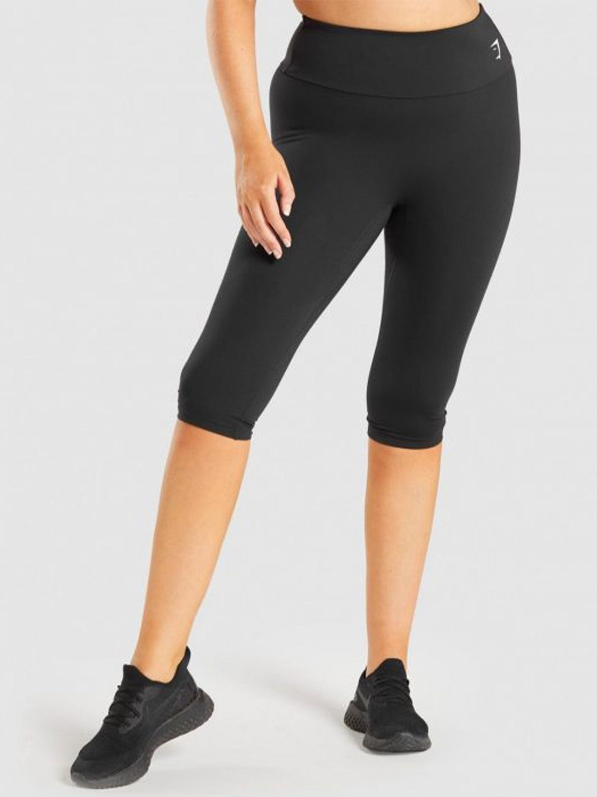 Image for Women's Brand Logo Printed Capri Leggings,Black