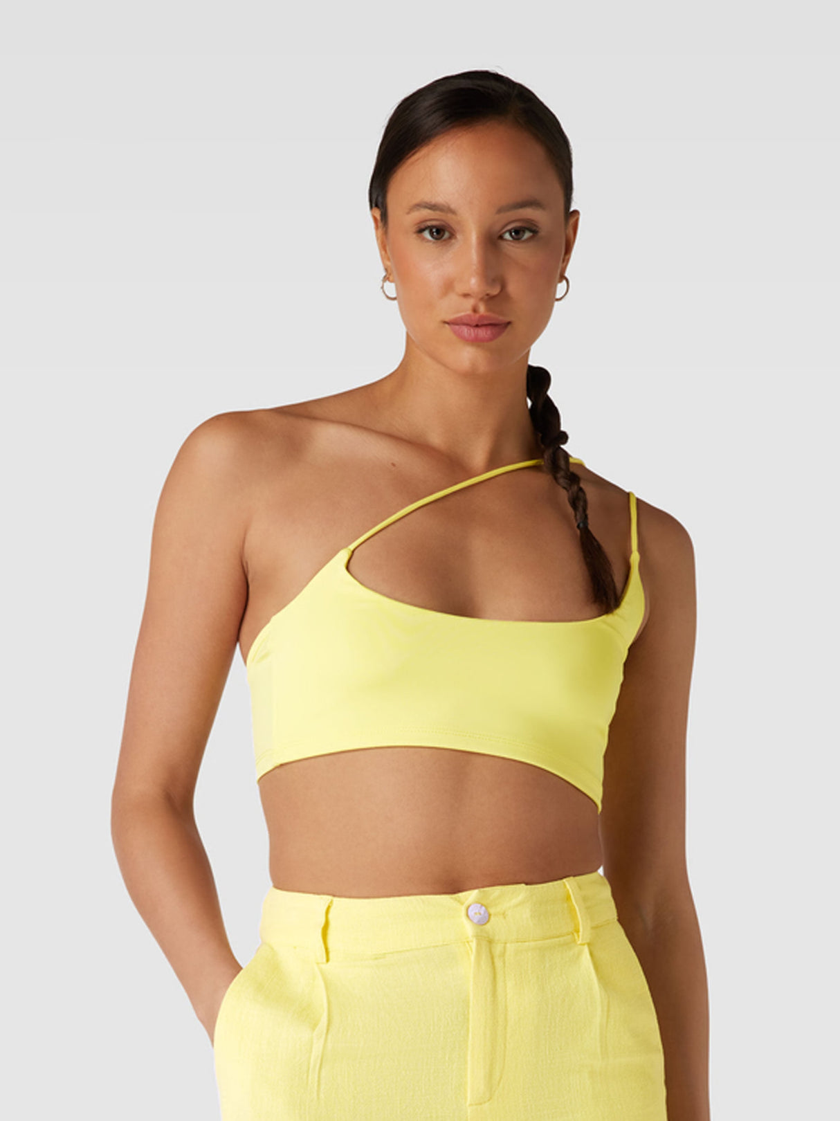 Image for Women's Plain Cropped Top,Yellow