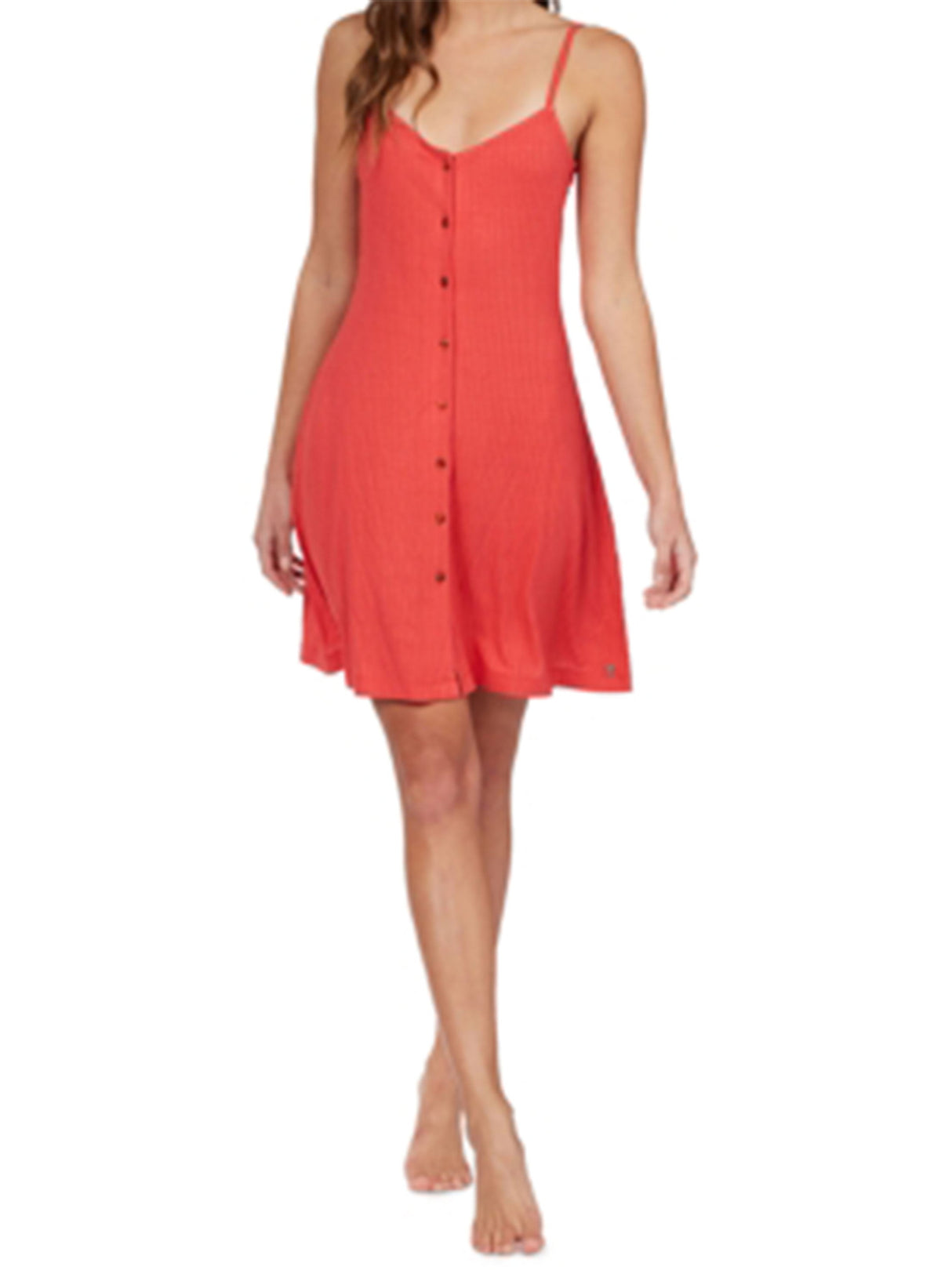 Image for Women's Ribbed Buttons Swim Cover up Dress,Red