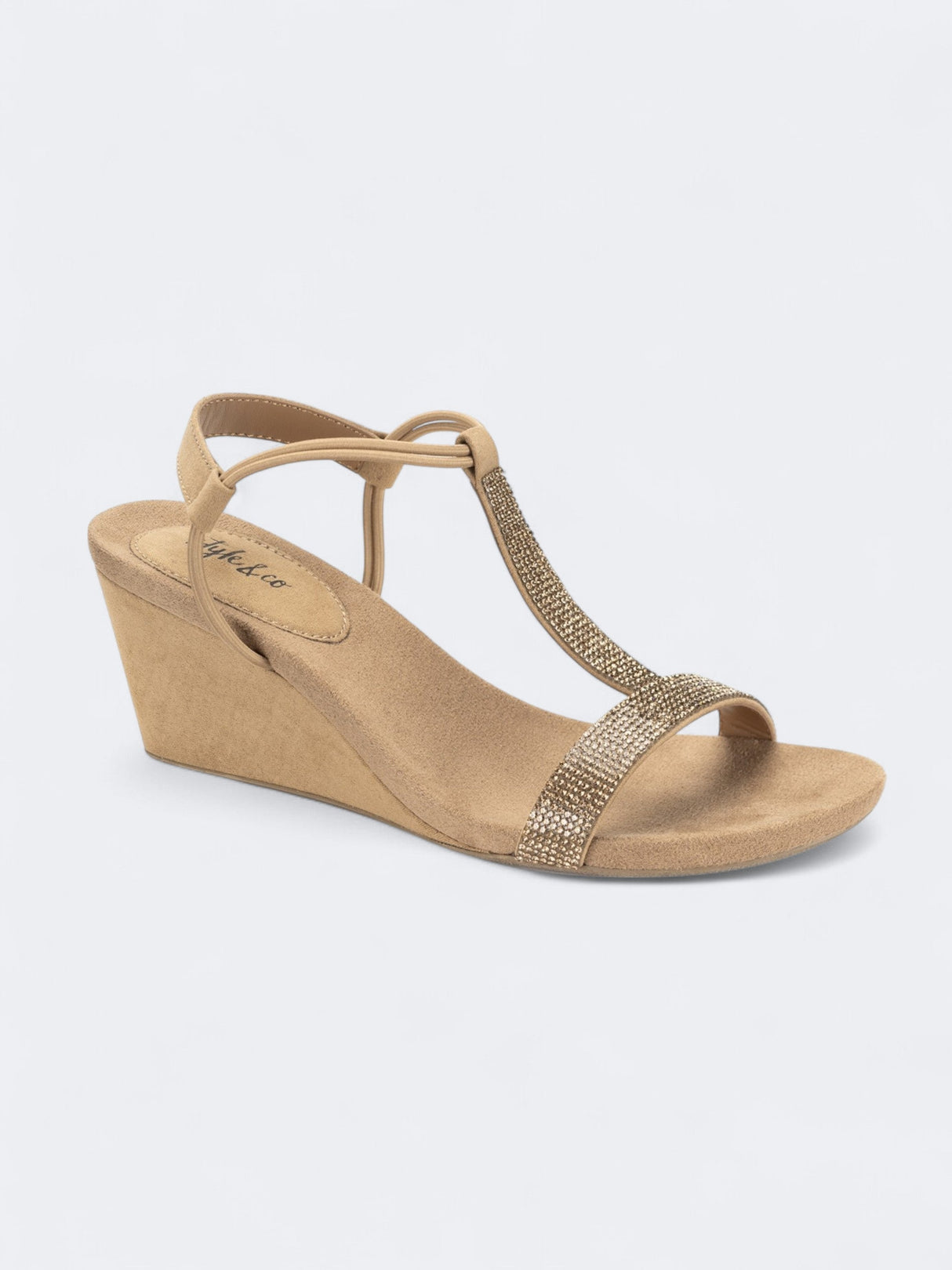 Image for Women's Embellished Wedge High Heeled Sandals,Light Brown