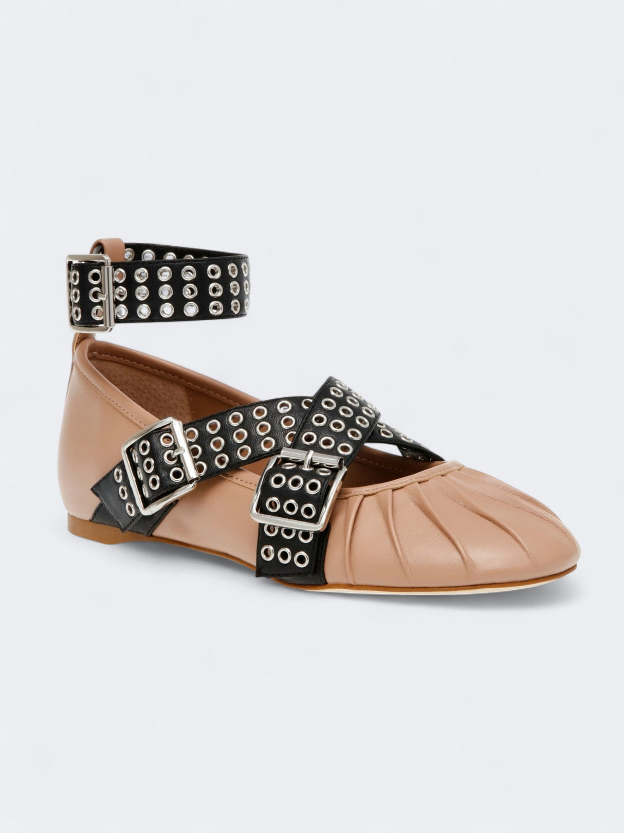 Image for Women's Bryar Strappy Buckled Ballet Flats Bellerinas,Beige