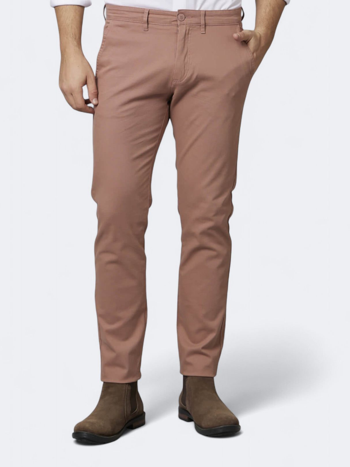 Image for Men's Plain Solid Cotton Blend Trousers,Peach