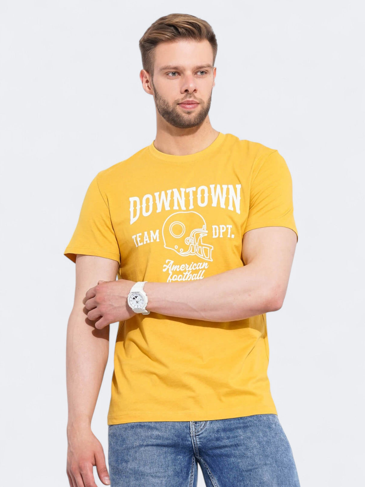 Image for Men's Graphic Printed T-Shirt,Yellow