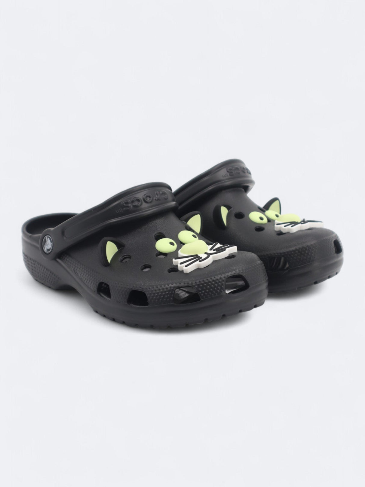 Image for Kid's Girl's Patched Classic Glow Black Cat Clogs Slippers,Black