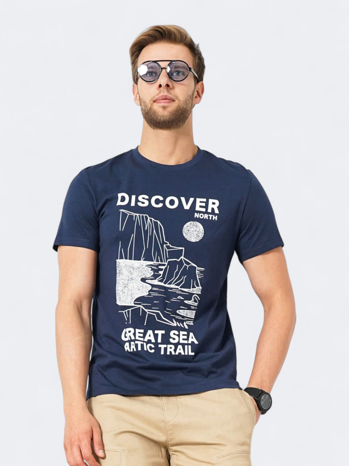 Image for Men's Graphic Printed T-Shirt,Navy