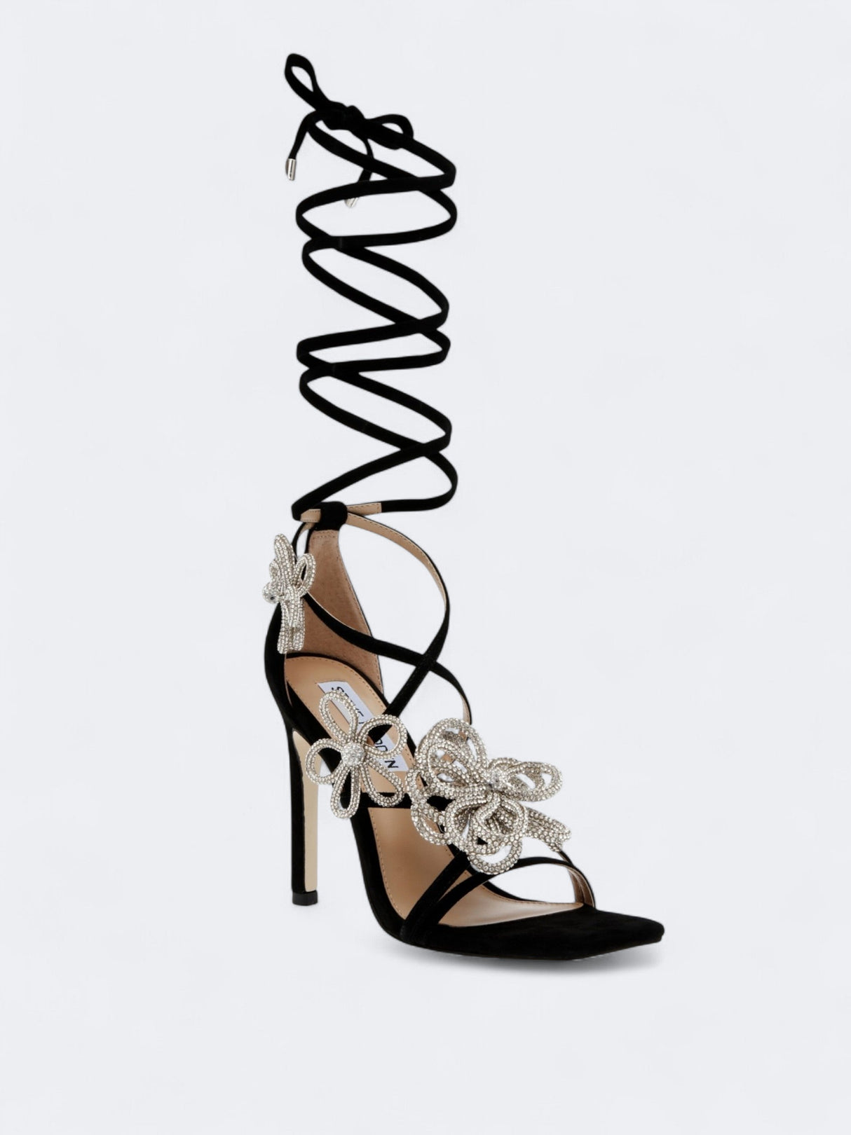 Image for Women's Textured Nubuck Strappy High Heeled shoes,Black