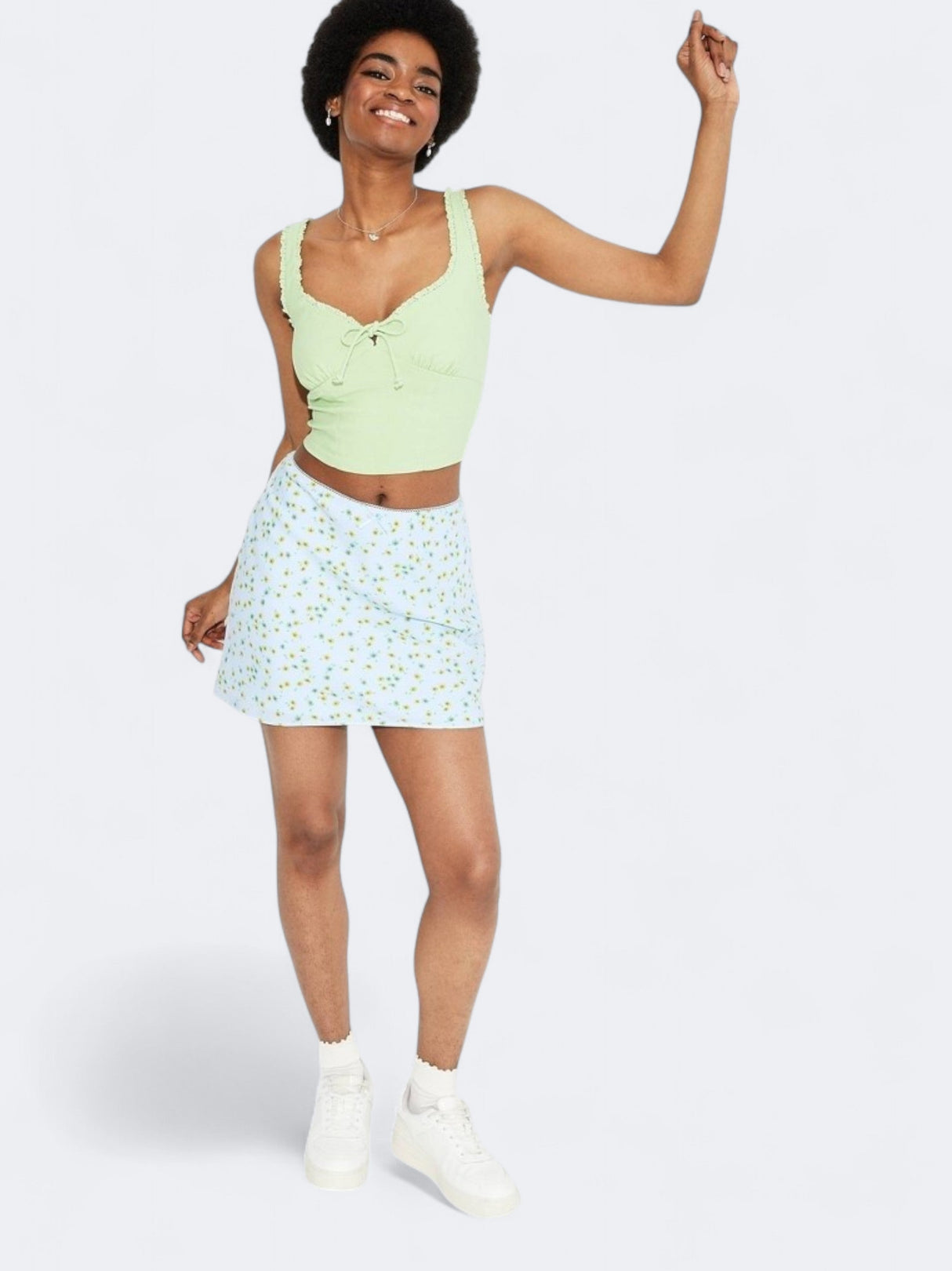 Image for Women's Floral Printed Chiffon Mini Skirt,Light Blue