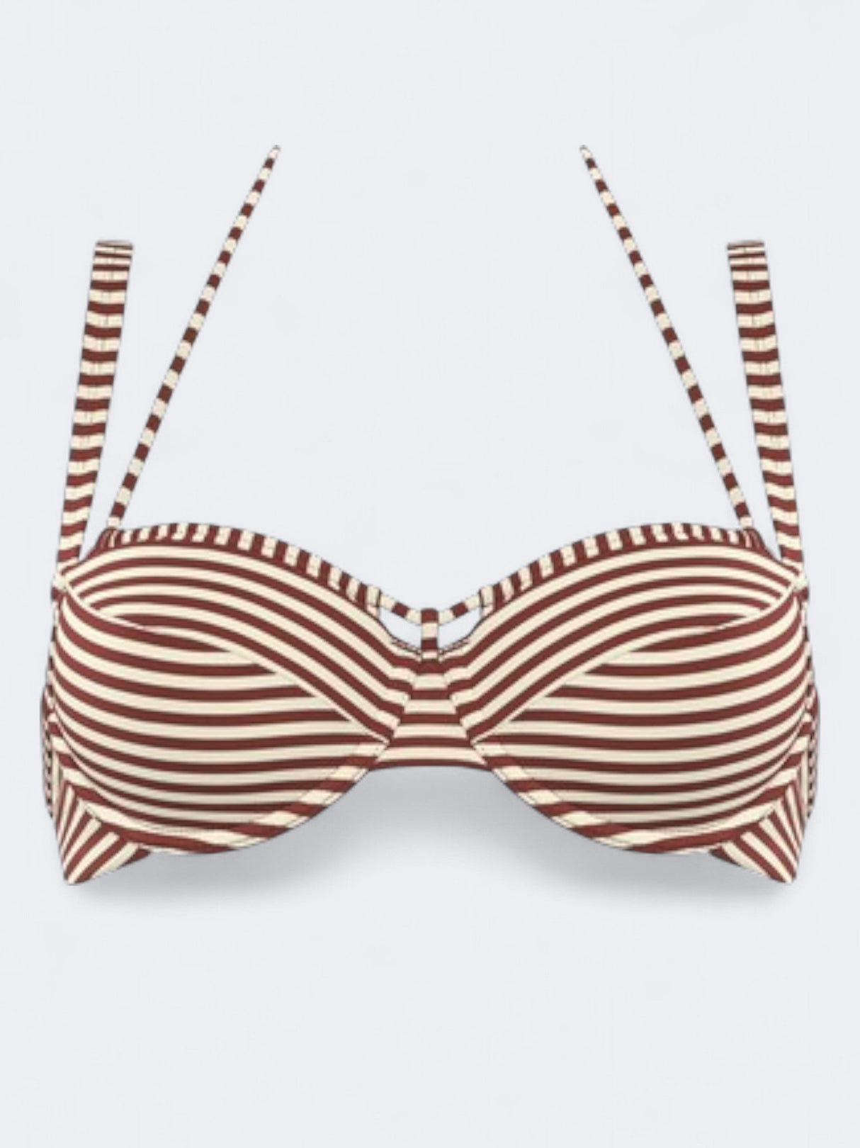 Image for Women's Striped Bikini Top,Burgundy/Beige