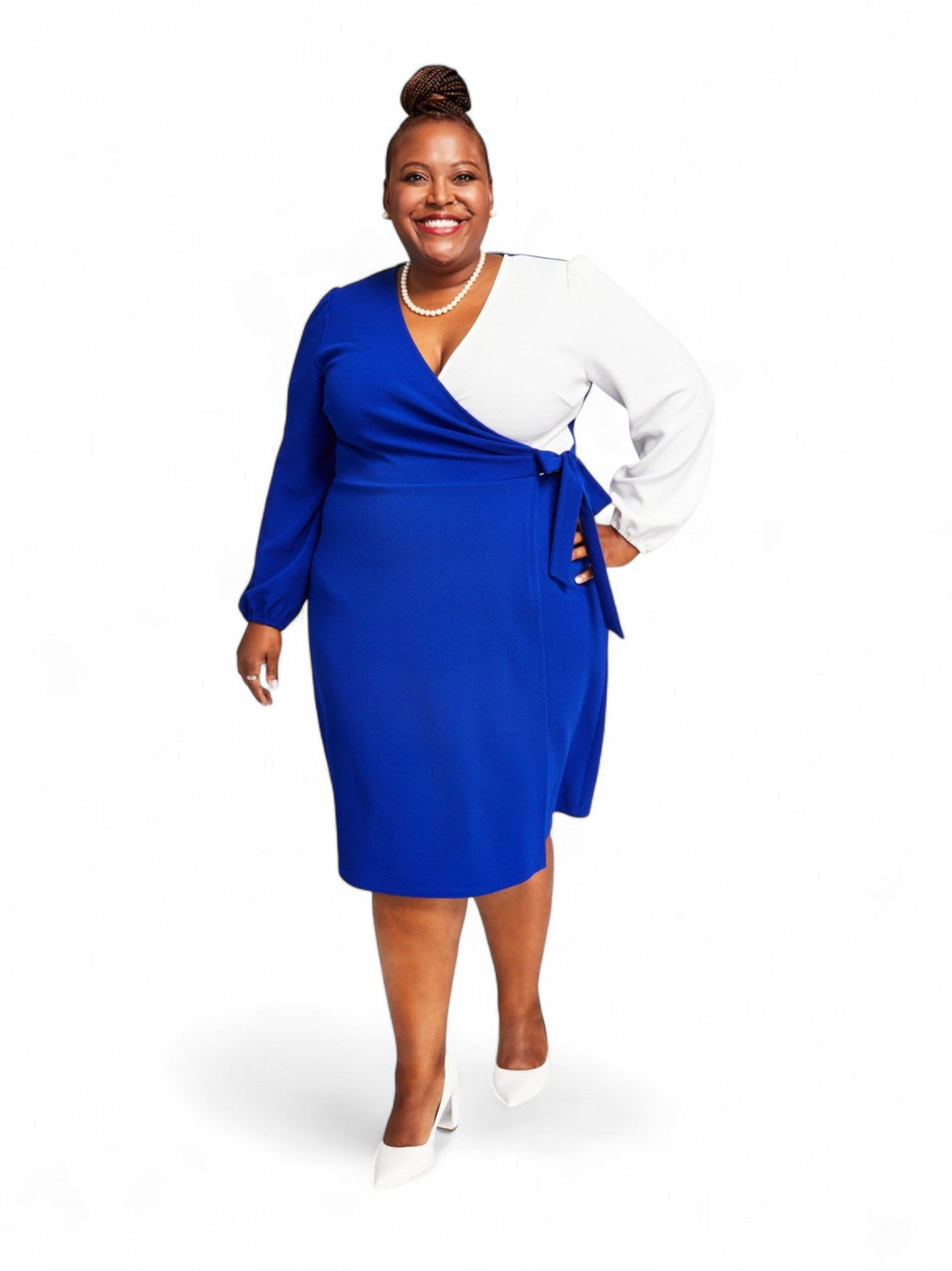 Image for Women's Textured Dress,White/Blue