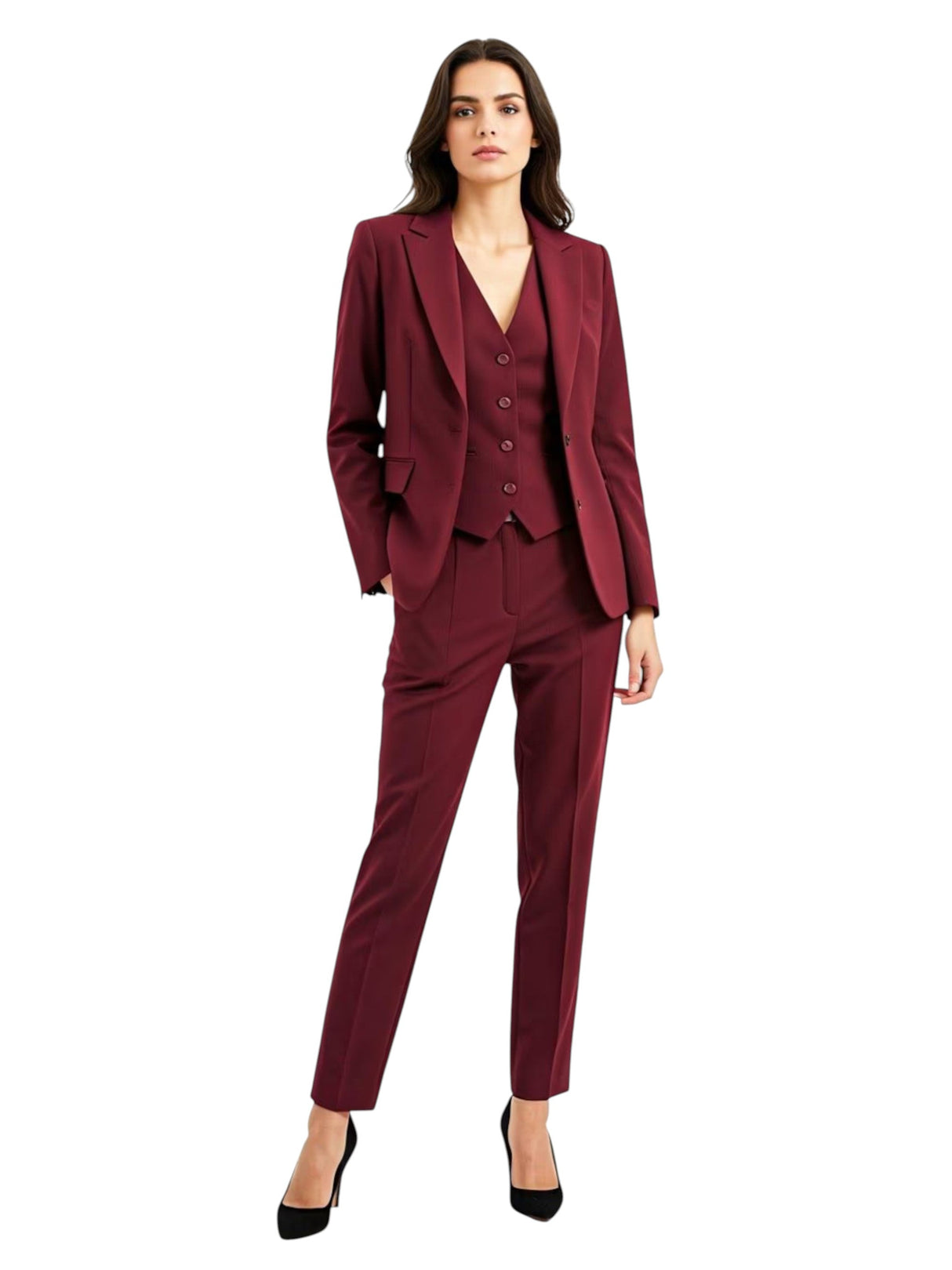 Image for Women's Pain Blazer Two Mock Pockets,Burgundy