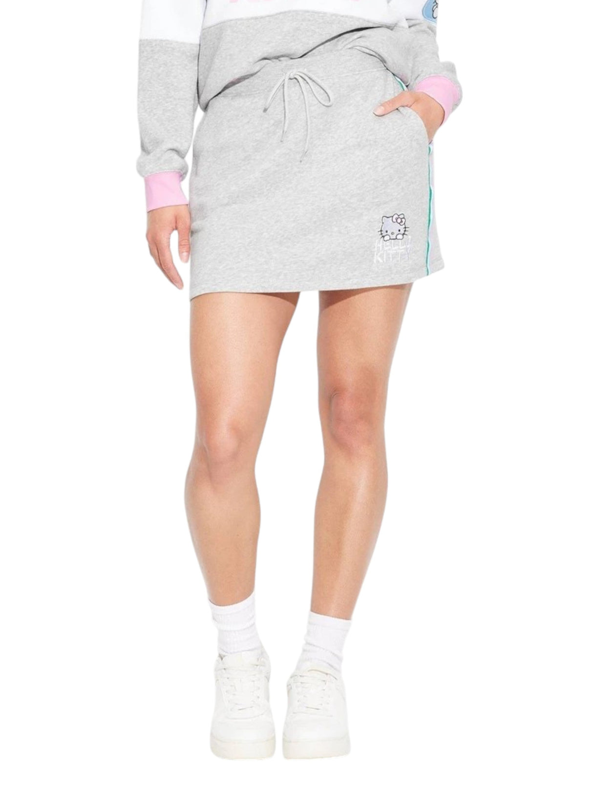 Image for Women's Hello Kitty Colorblock Mini Graphic Skirt,Grey