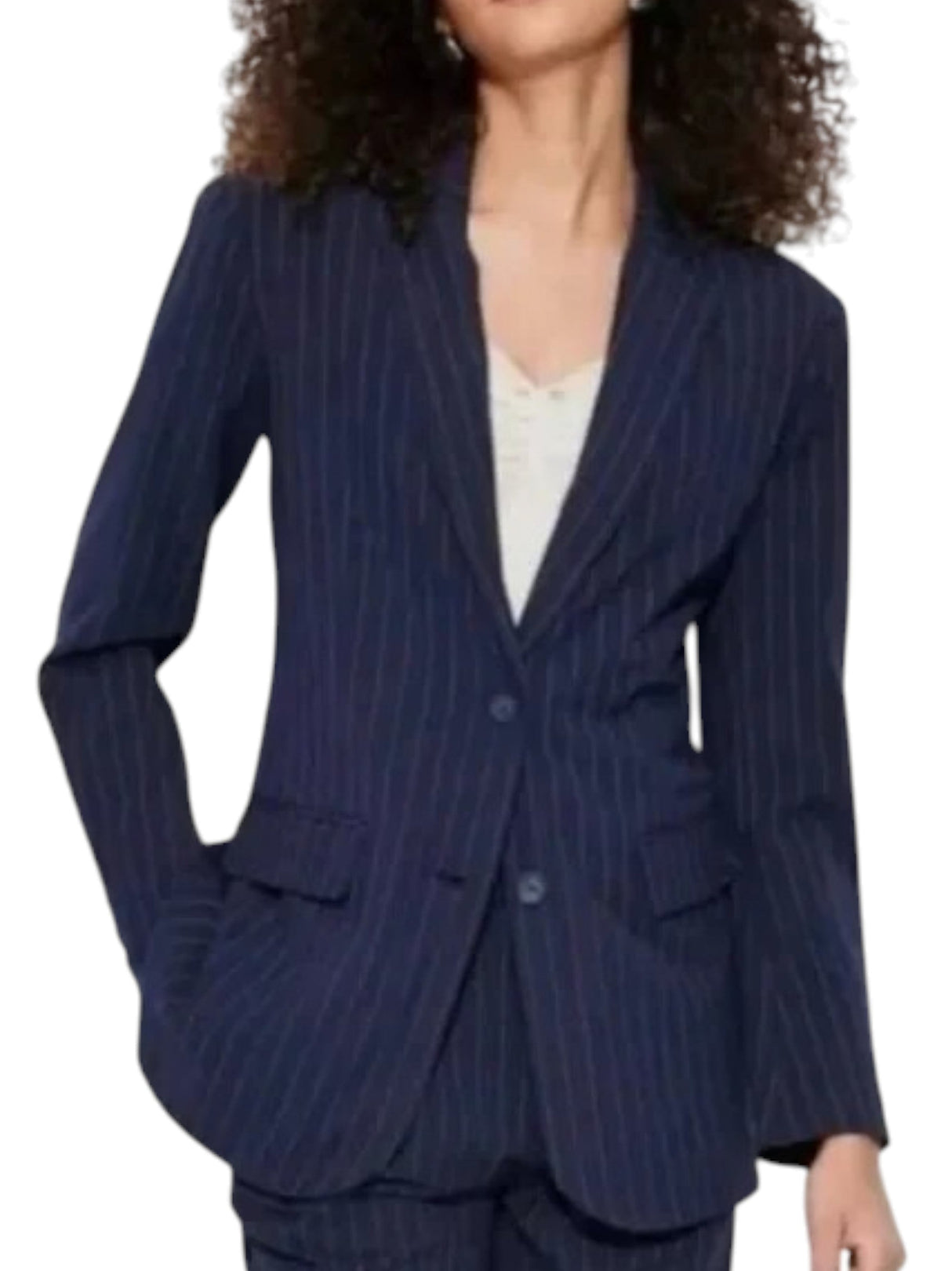 Image for Women's Striped Blazer Two Mock Pockets,Navy