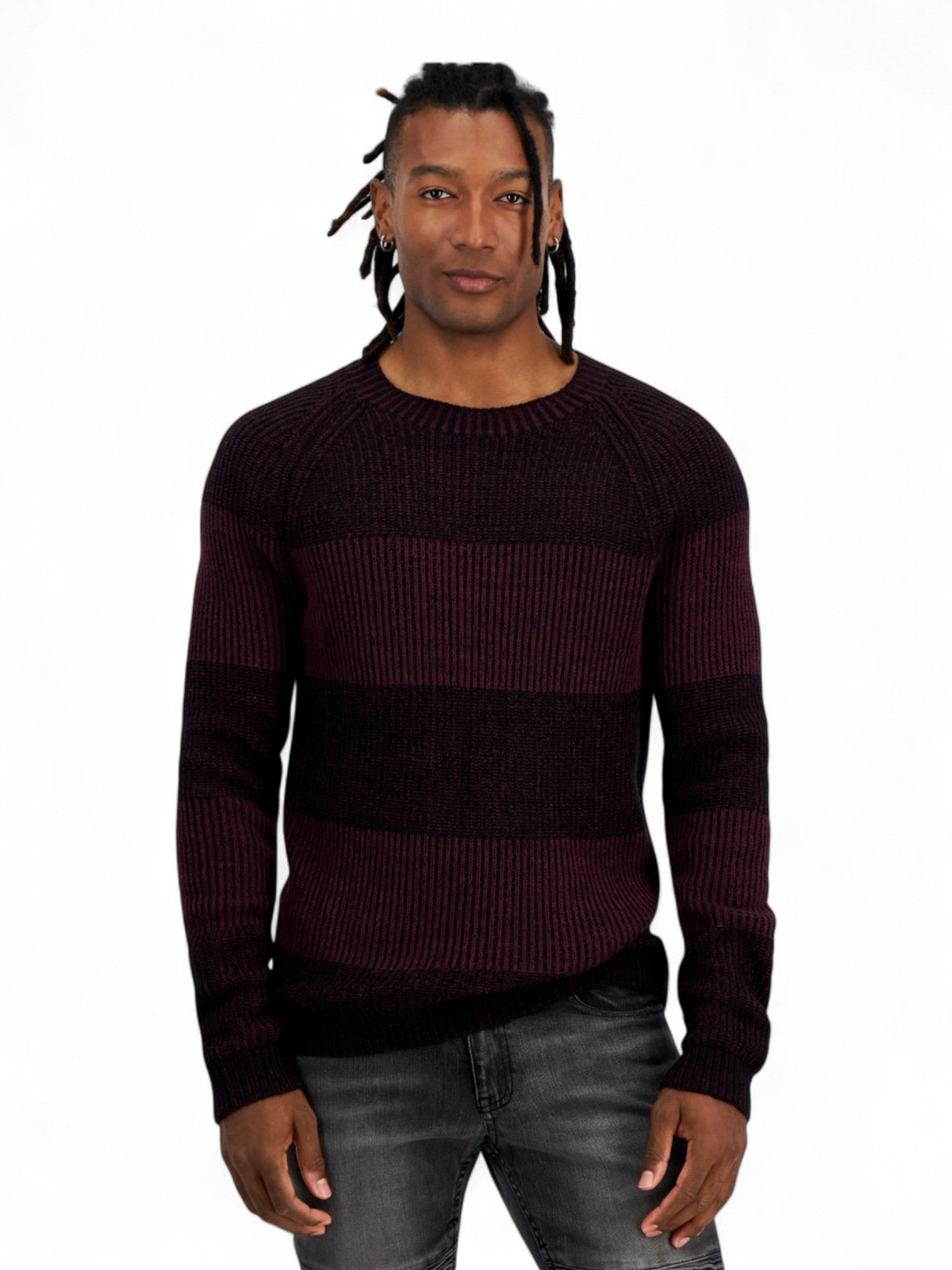 Image for Men's Knitted Sweaters,Burgundy/Black