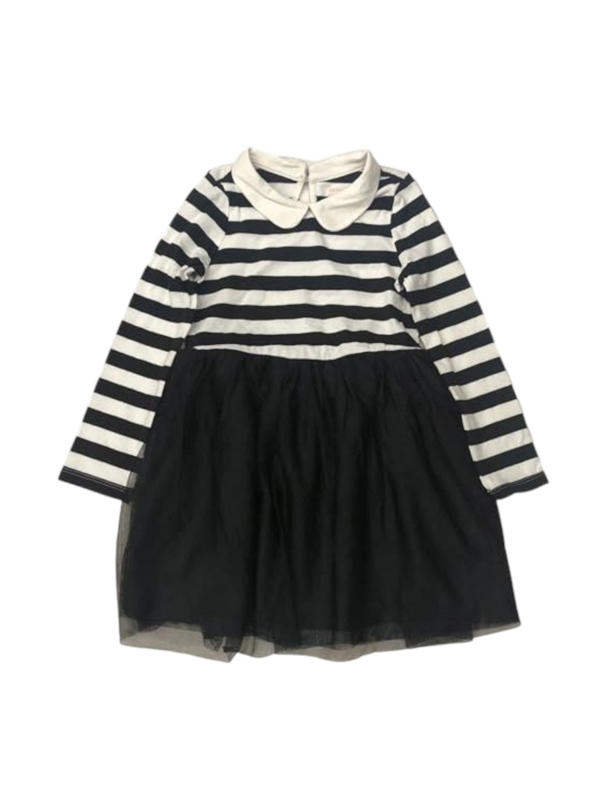 Image for Kids Girl's Srtriped Ruffled Dress,Black/White