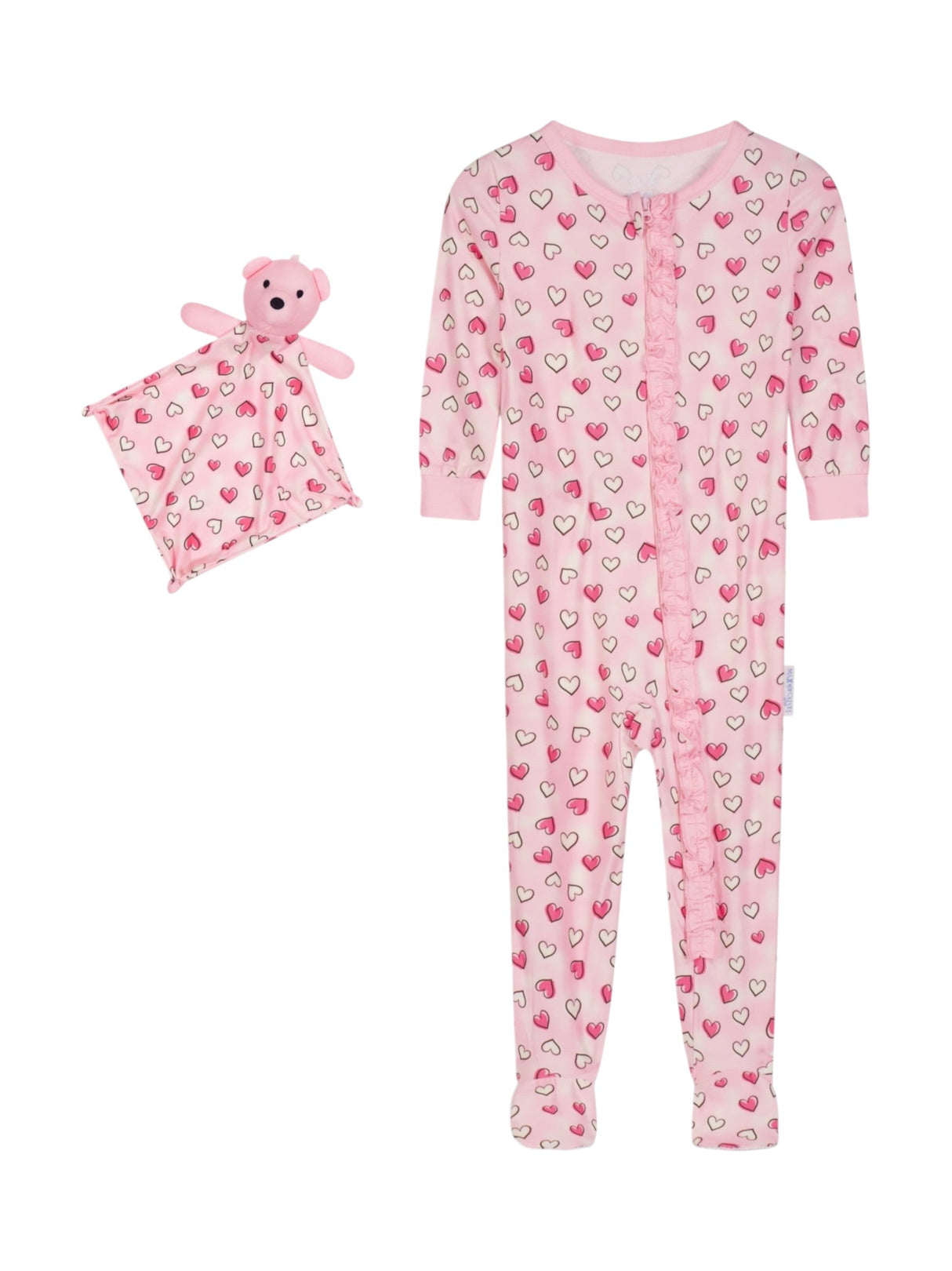 Image for Kids Girl's Hearts Printed Jumpsuit&Matching Toy,Pink