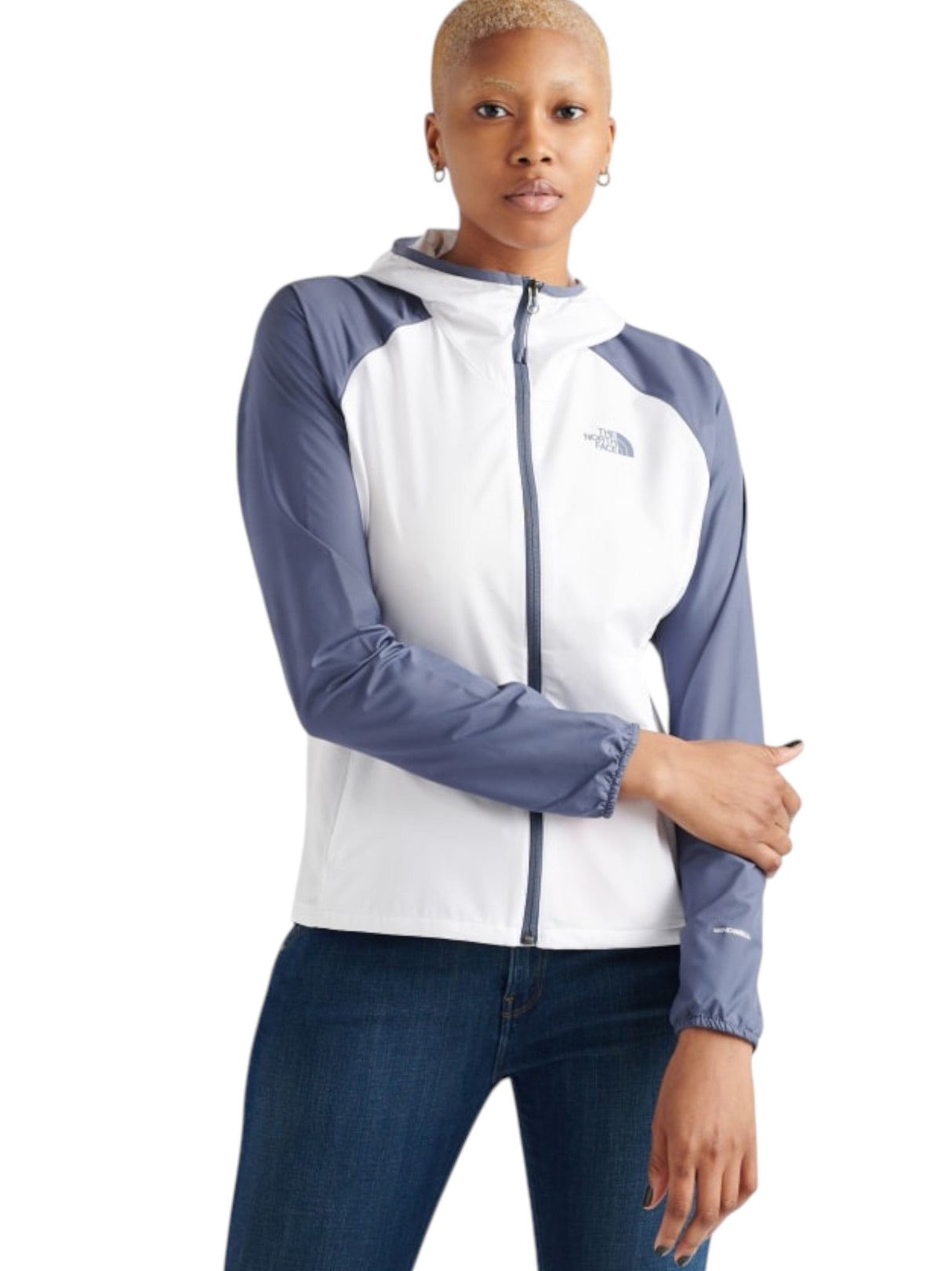 Image for Women's Plain Solid Jacket,White/Grey