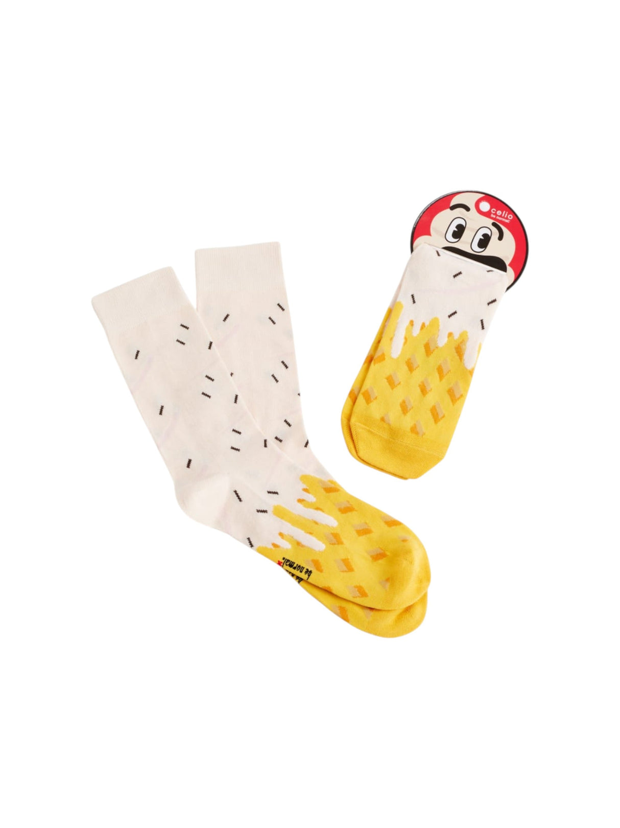 Image for Men's Printed Socks,Yellow/Beige