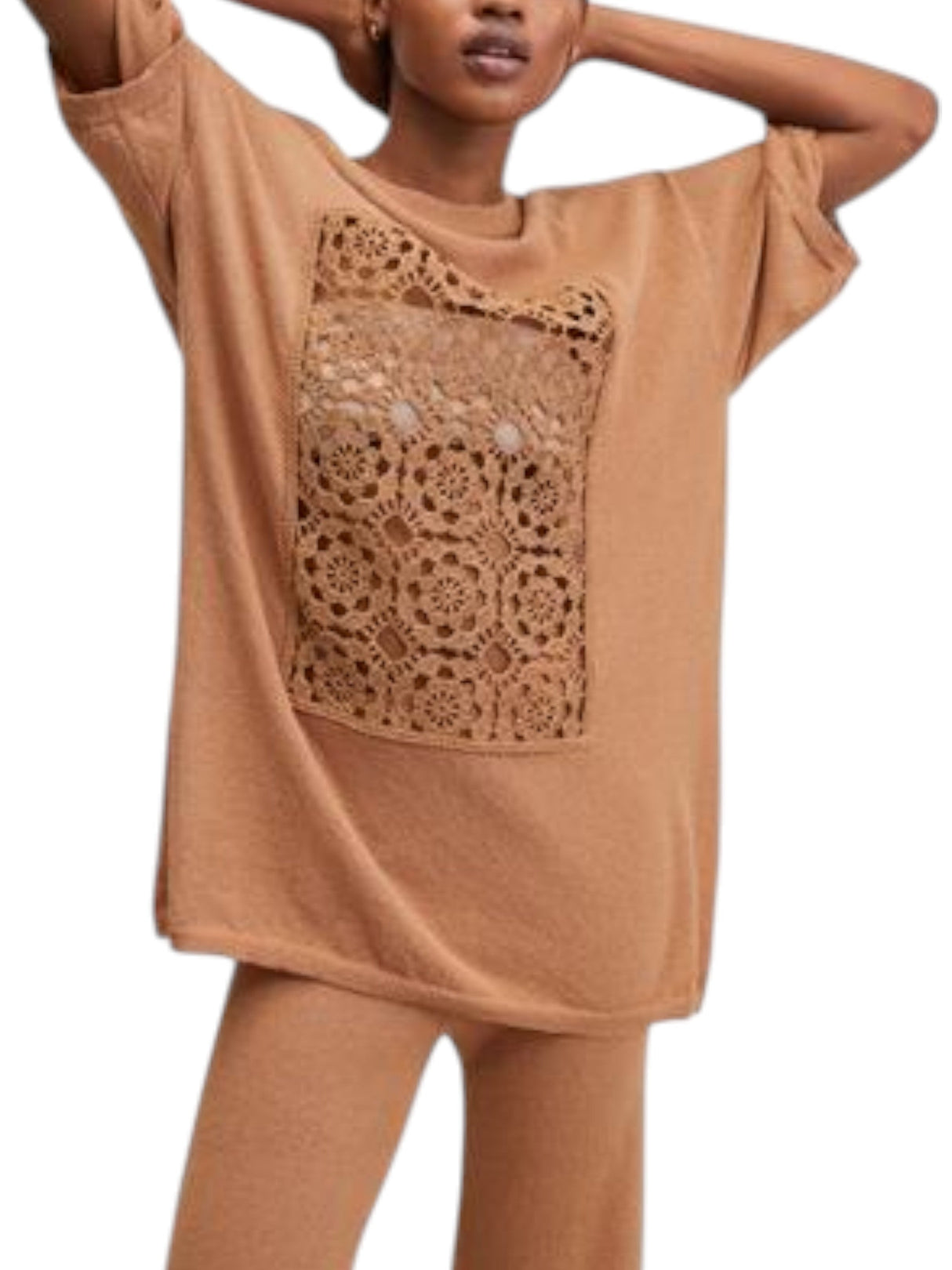 Image for Women's Eyelet Pattern Sweater,Brown