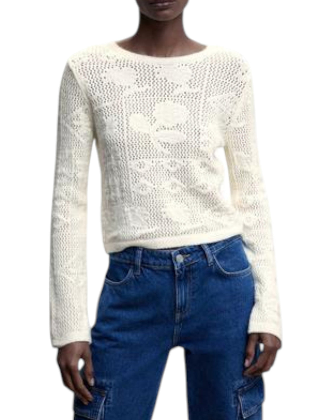 Image for Women's Open Knitted Sweaters,Cream