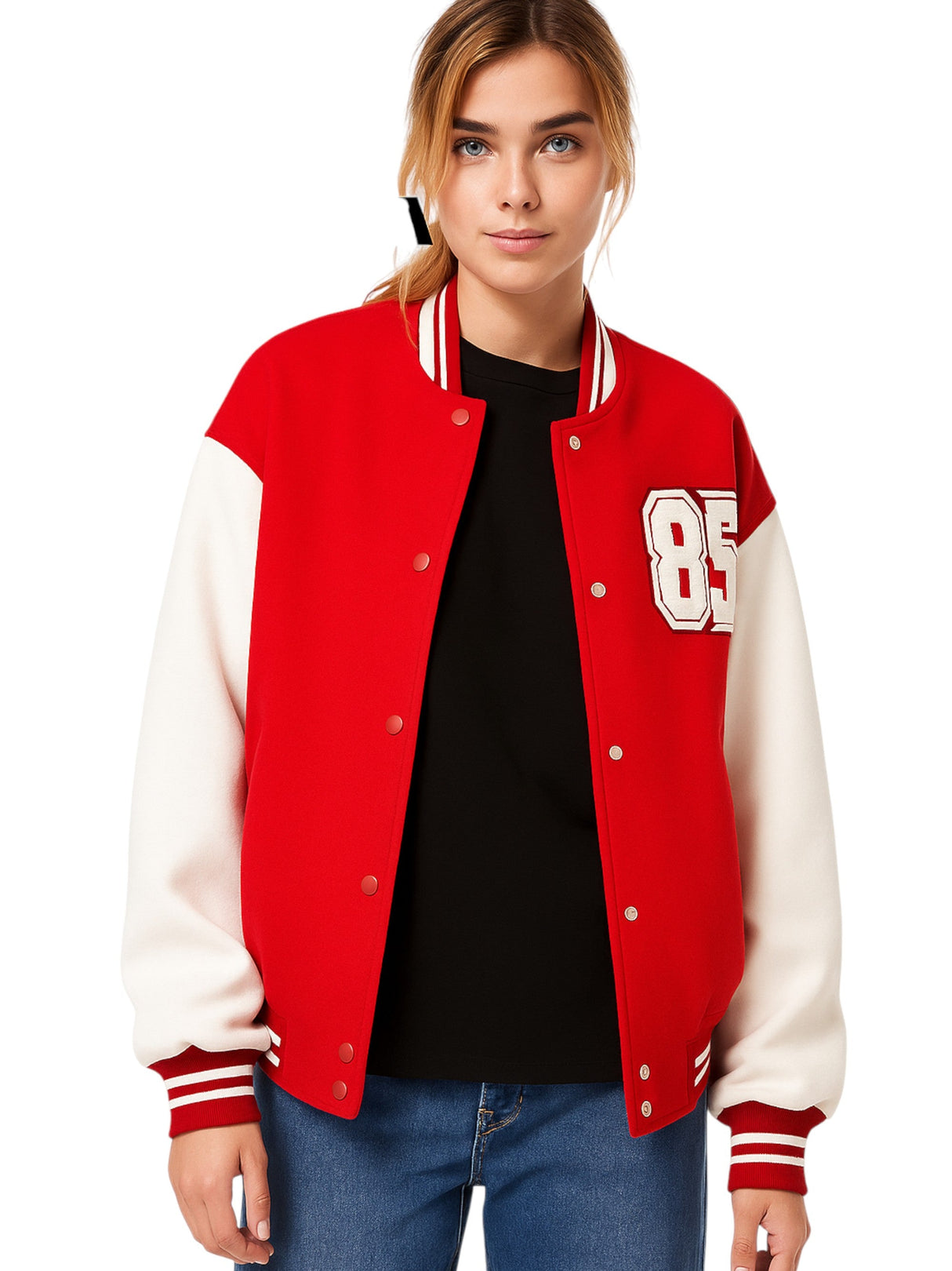 Image for Women's Colorblocked Jacket,Red/White