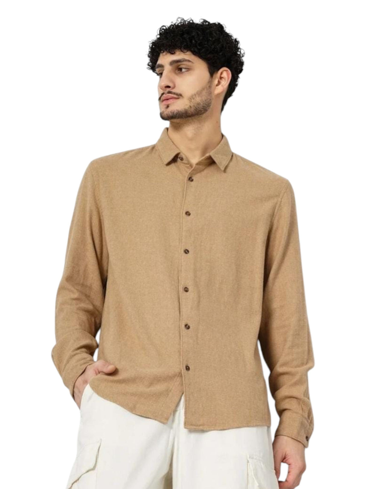 Image for Men's Knitted Dress Shirt,Sand
