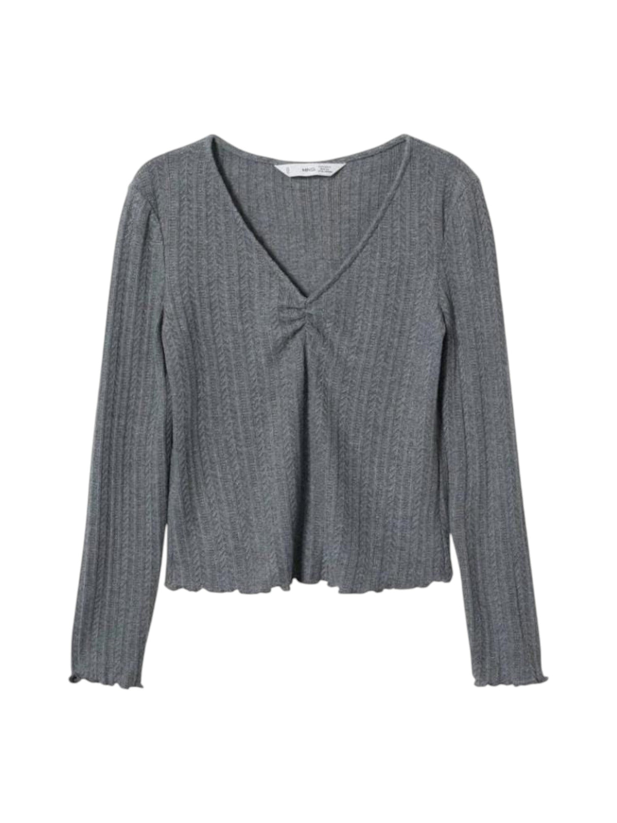 Image for Women's Ribbed Knitted Top,Grey