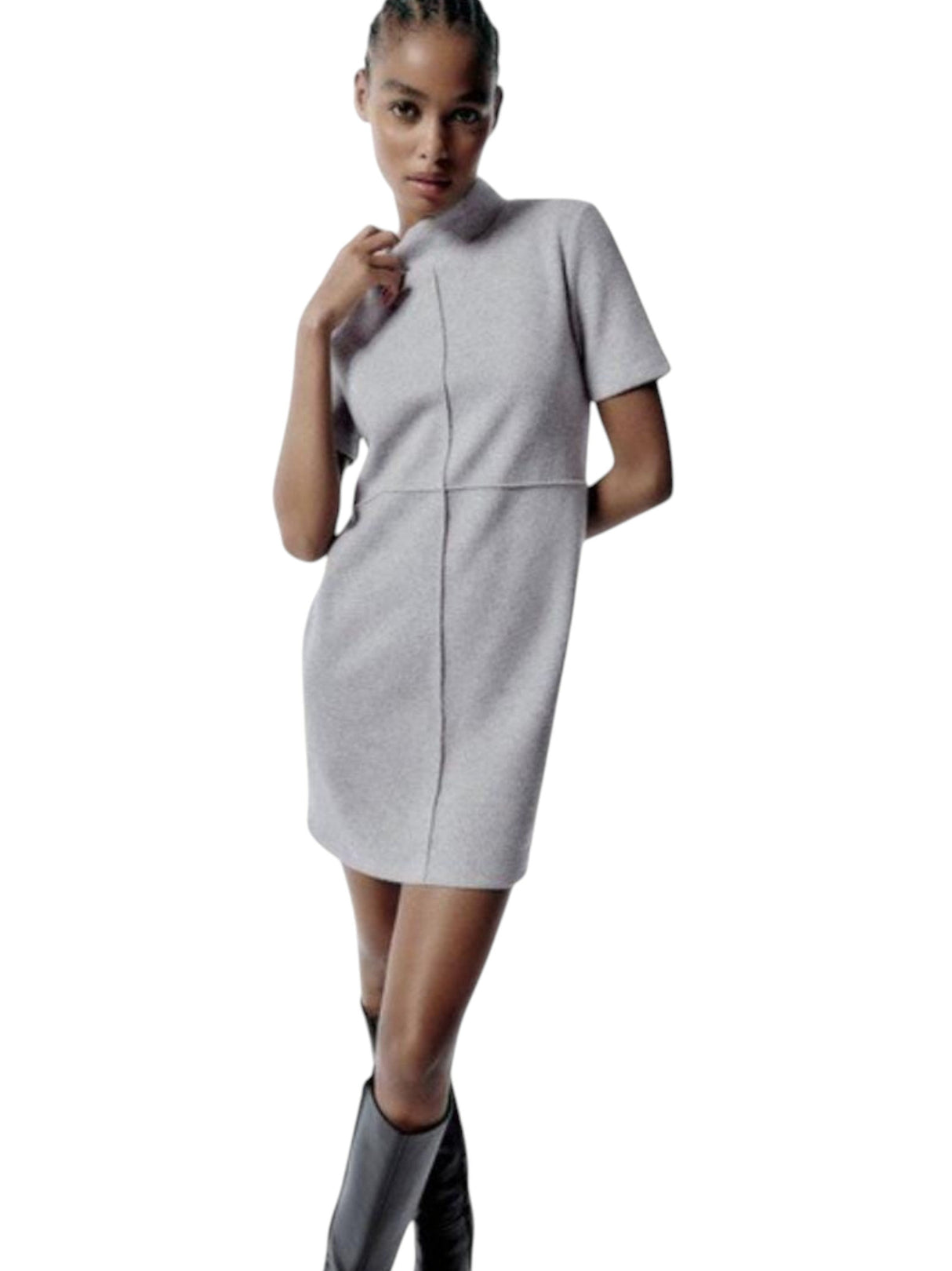Image for Women's Ribbed Knitted Dress,Grey