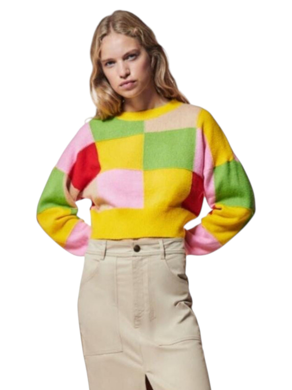 Image for Women's Colorblocked Knitted Sweaters,Multi