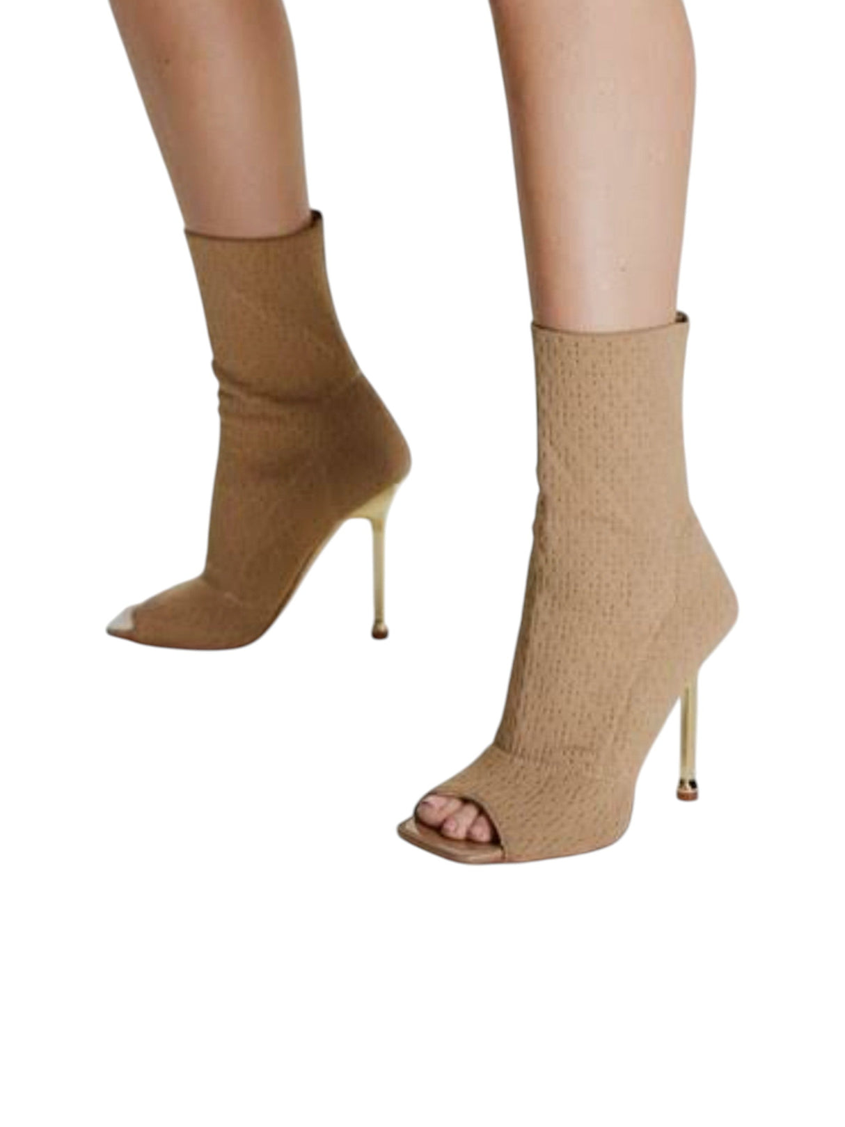 Image for Women's Knitted Ankle Boots Heels,Beige