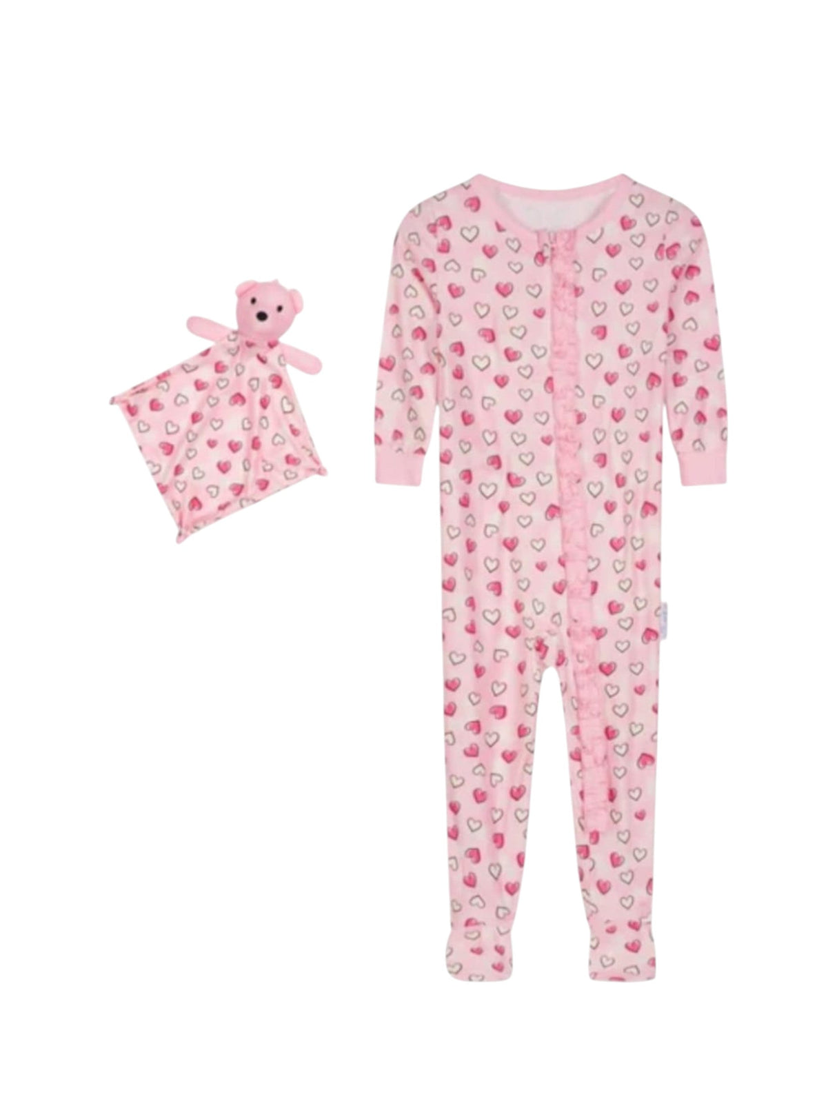 Image for Kids Girl's Hearts Printed Jumpsuit&Matching Toy,Pink