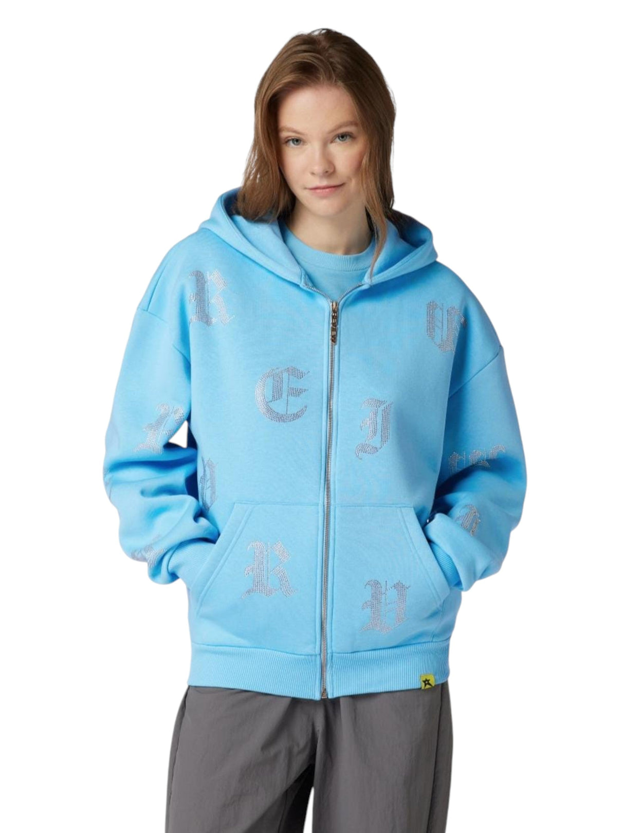 Image for Women's Rhinestone Hoodie,Blue