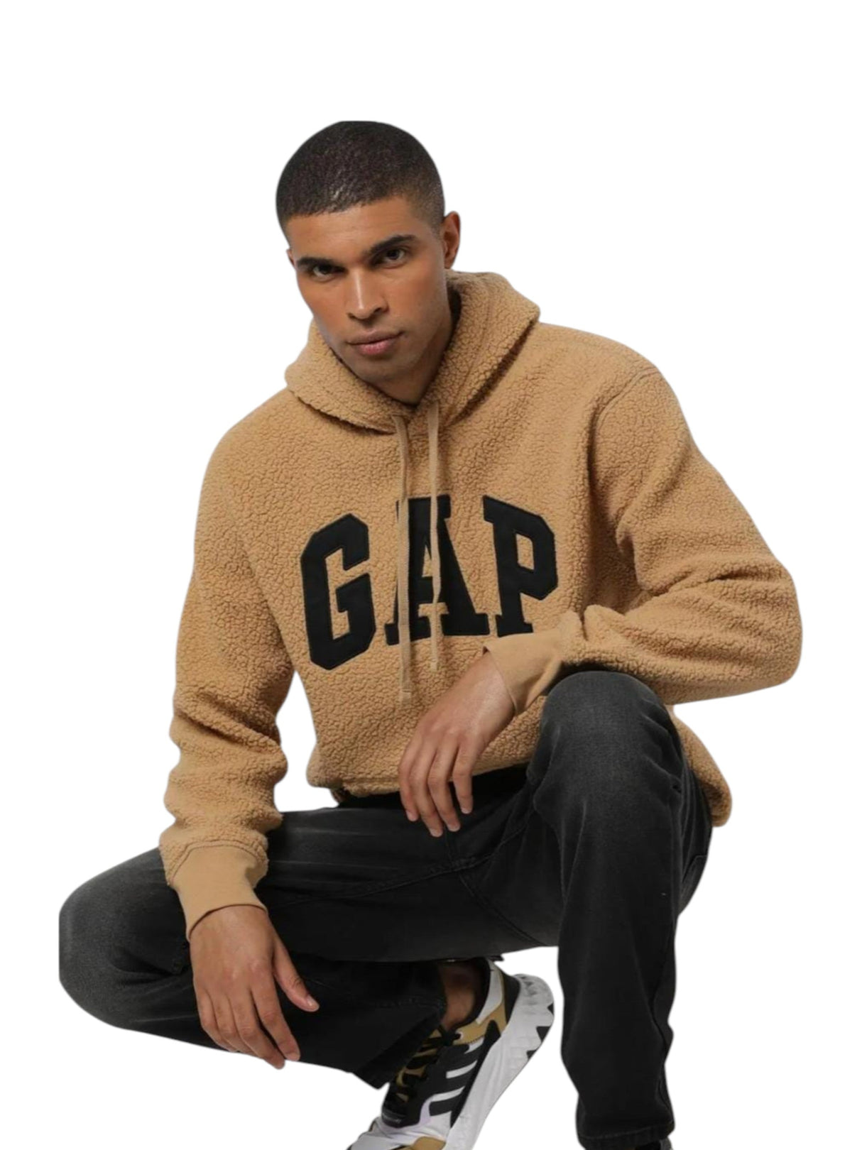 Image for Men's Brand Logo Printed Hoodie,Sand