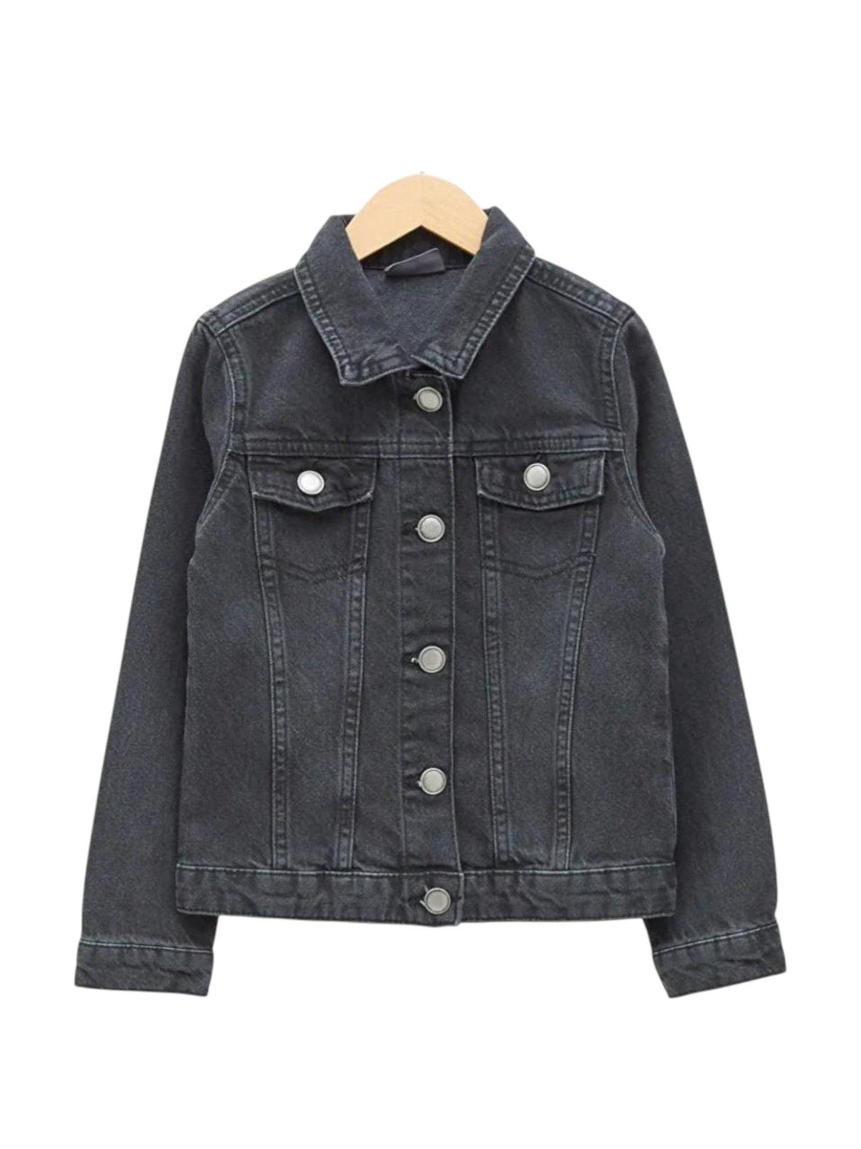 Image for Women's Plain Jeans Jacket,Dark Grey