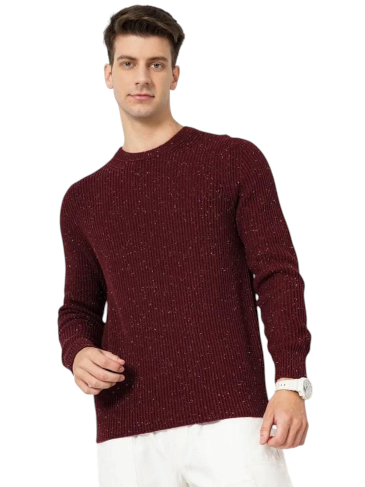 Image for Men's Knitted Sweaters,Burgundy