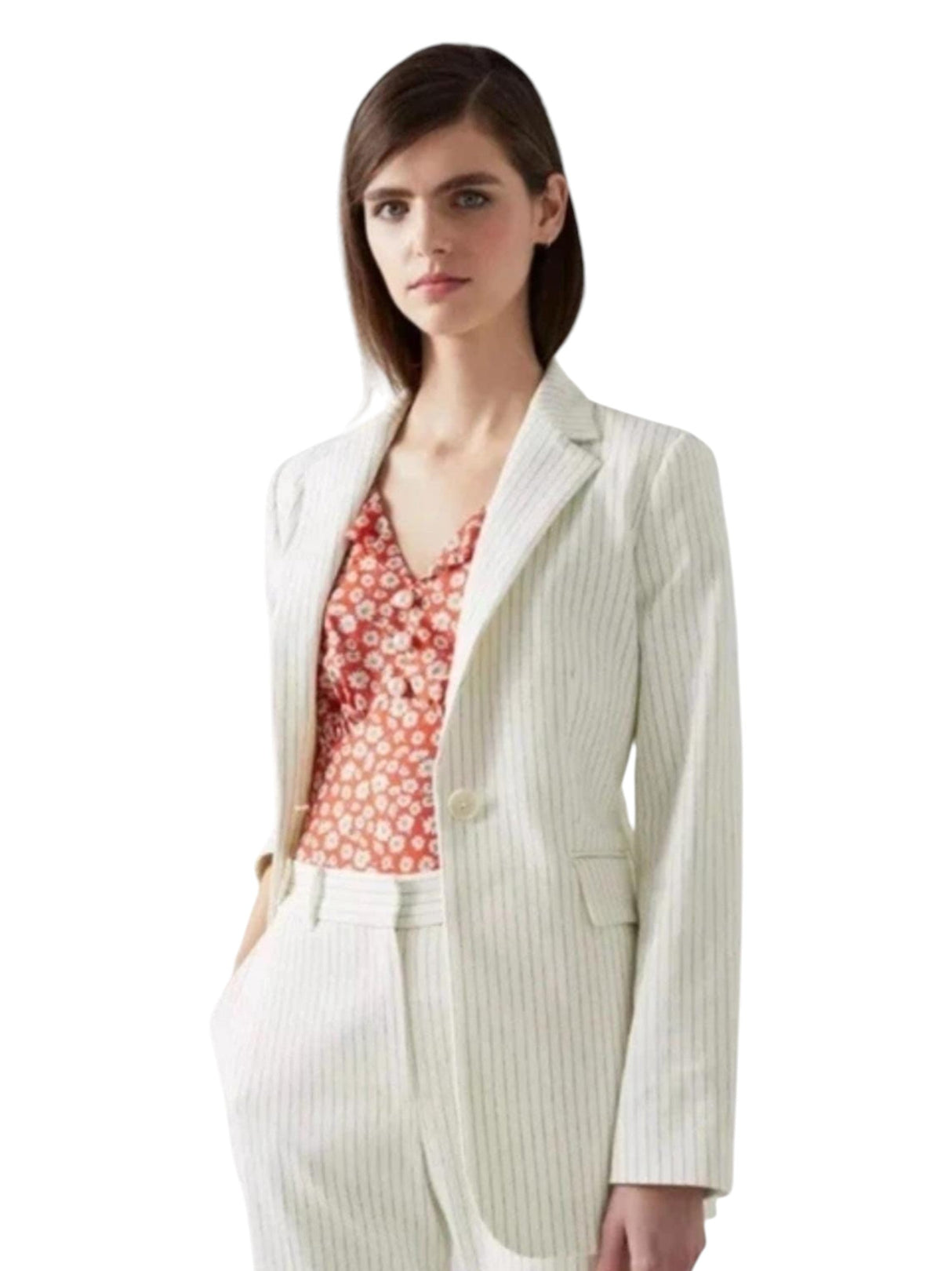 Image for Women's Striped Blazer,Cream