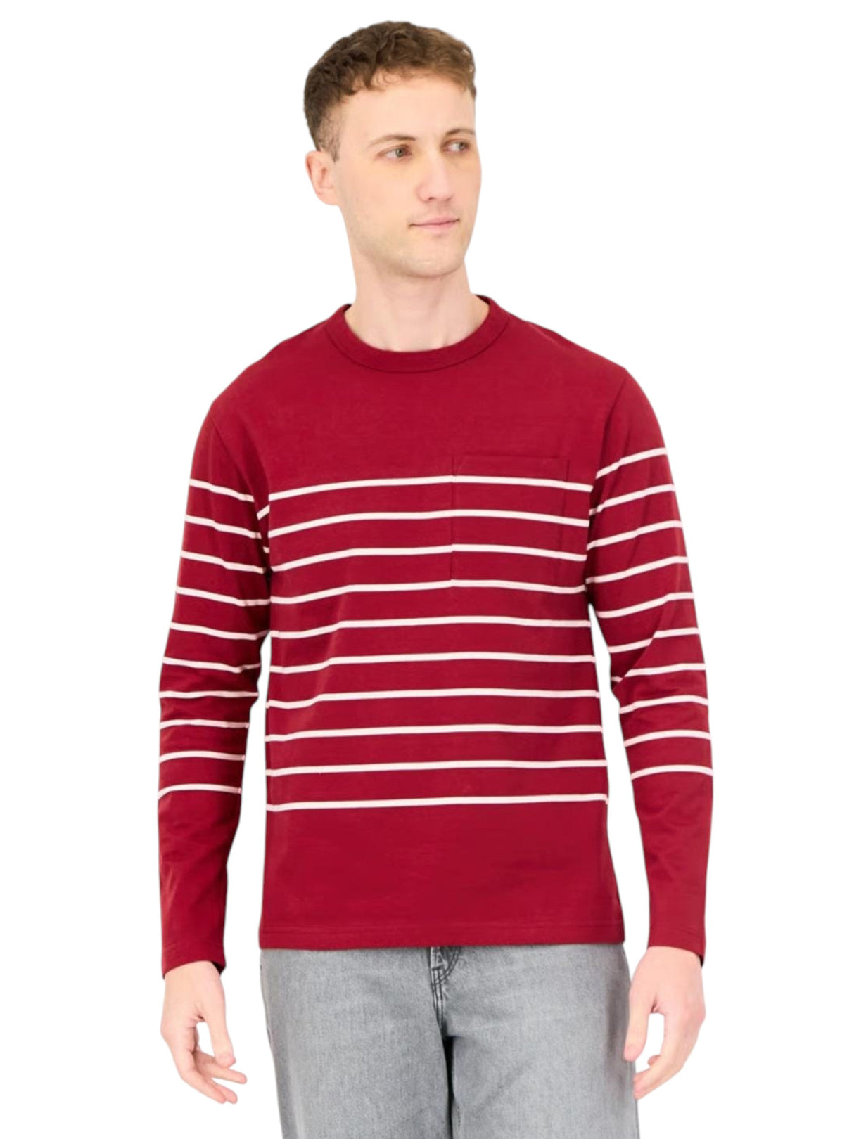 Image for Men's Striped Top,Burgundy
