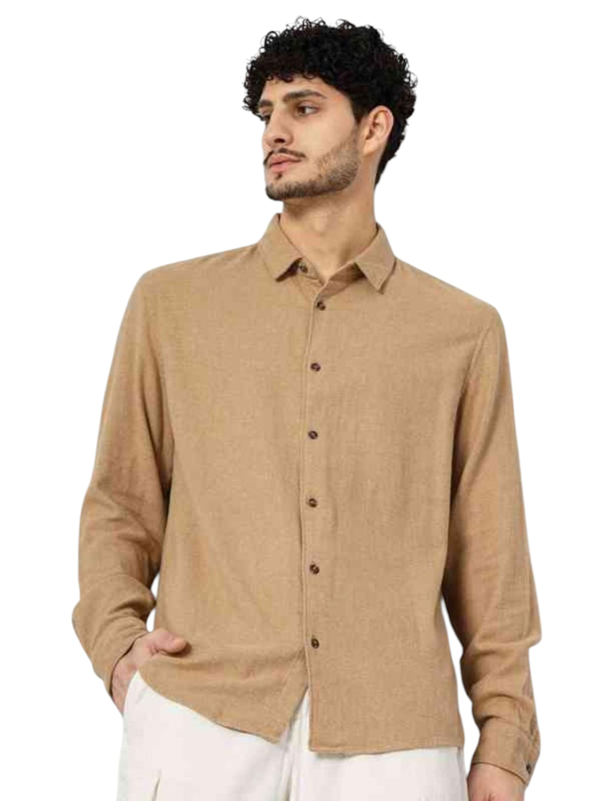 Image for Men's Plain Dress Shirt,Sand
