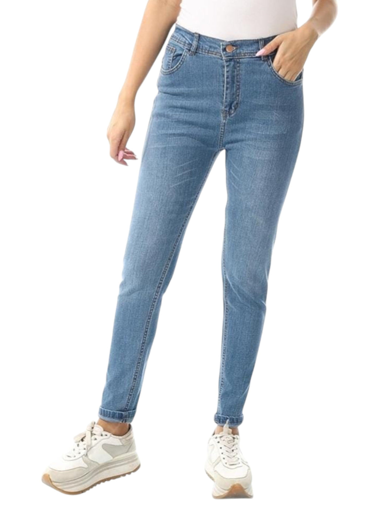 Image for Women's Washed Skinny Jeans,Blue