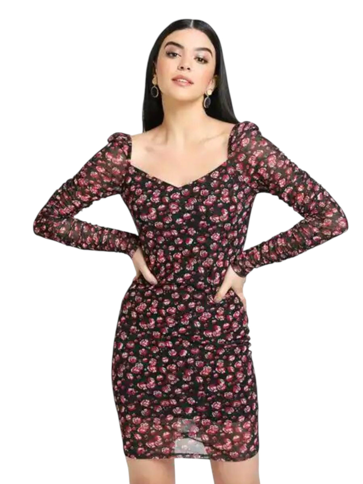 Image for Women's Foral Printed Dress,Black
