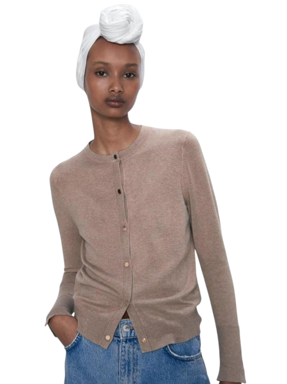 Image for Women's Knitted Top Cardigan,Brown