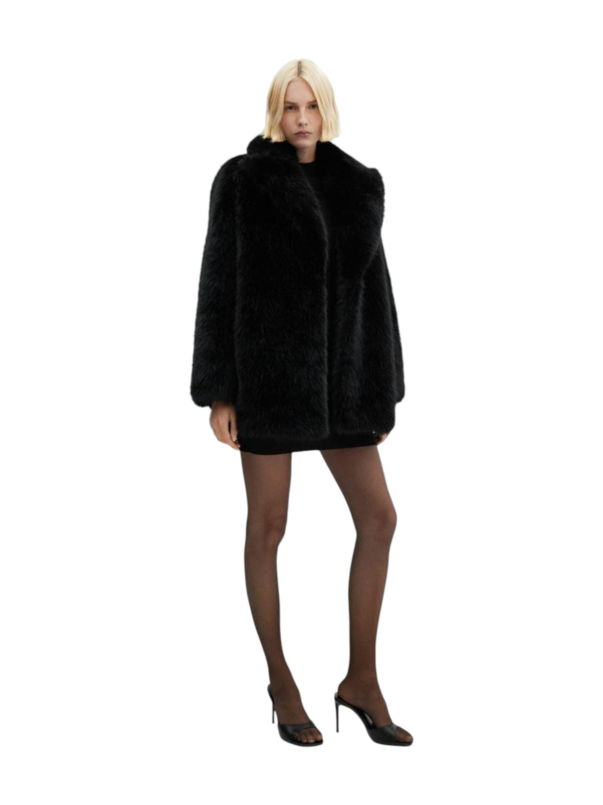 Image for Women's Faux Fur Jacket,Black