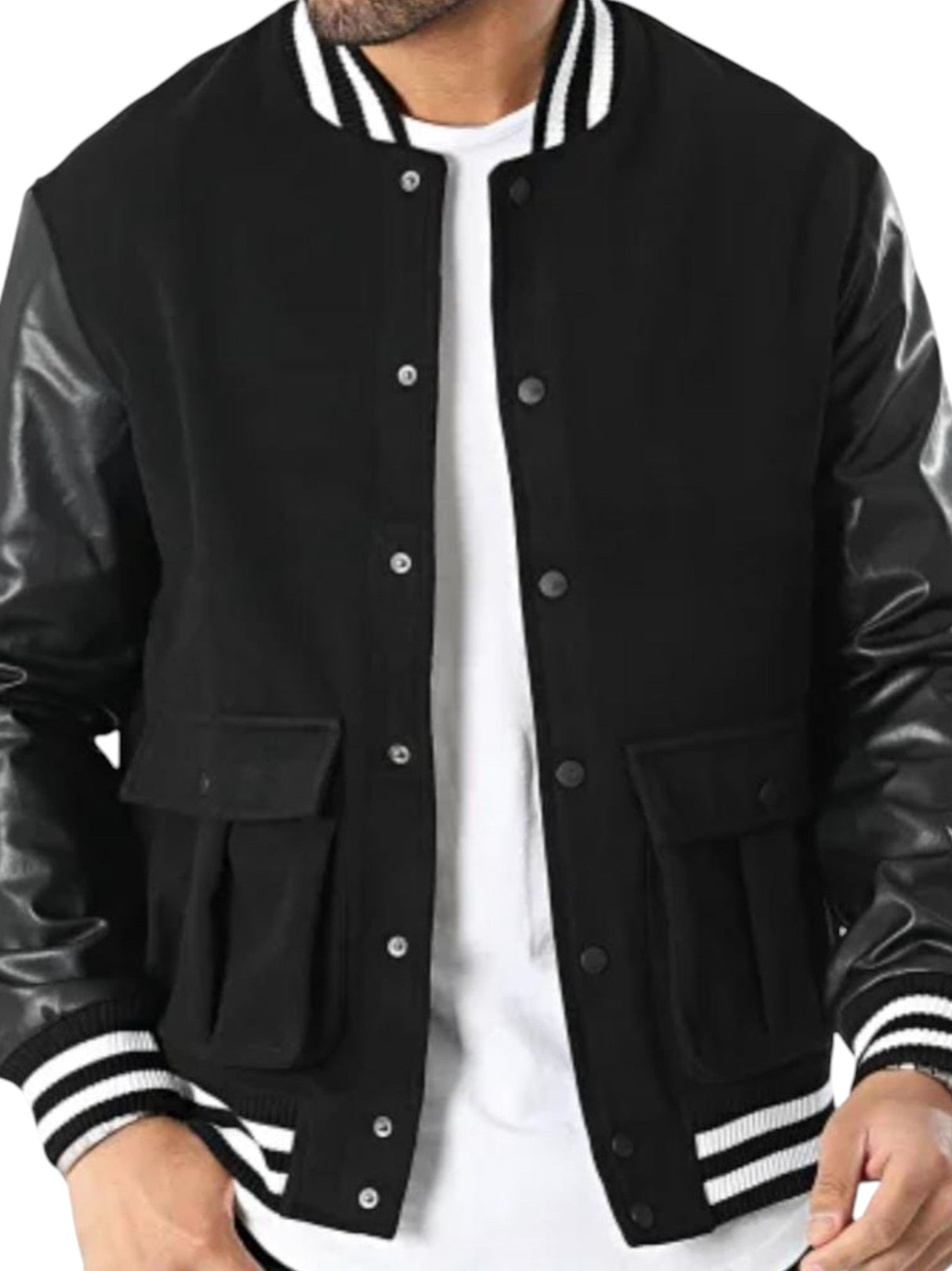 Image for Men's Graphic Printed Back Jacket,Black