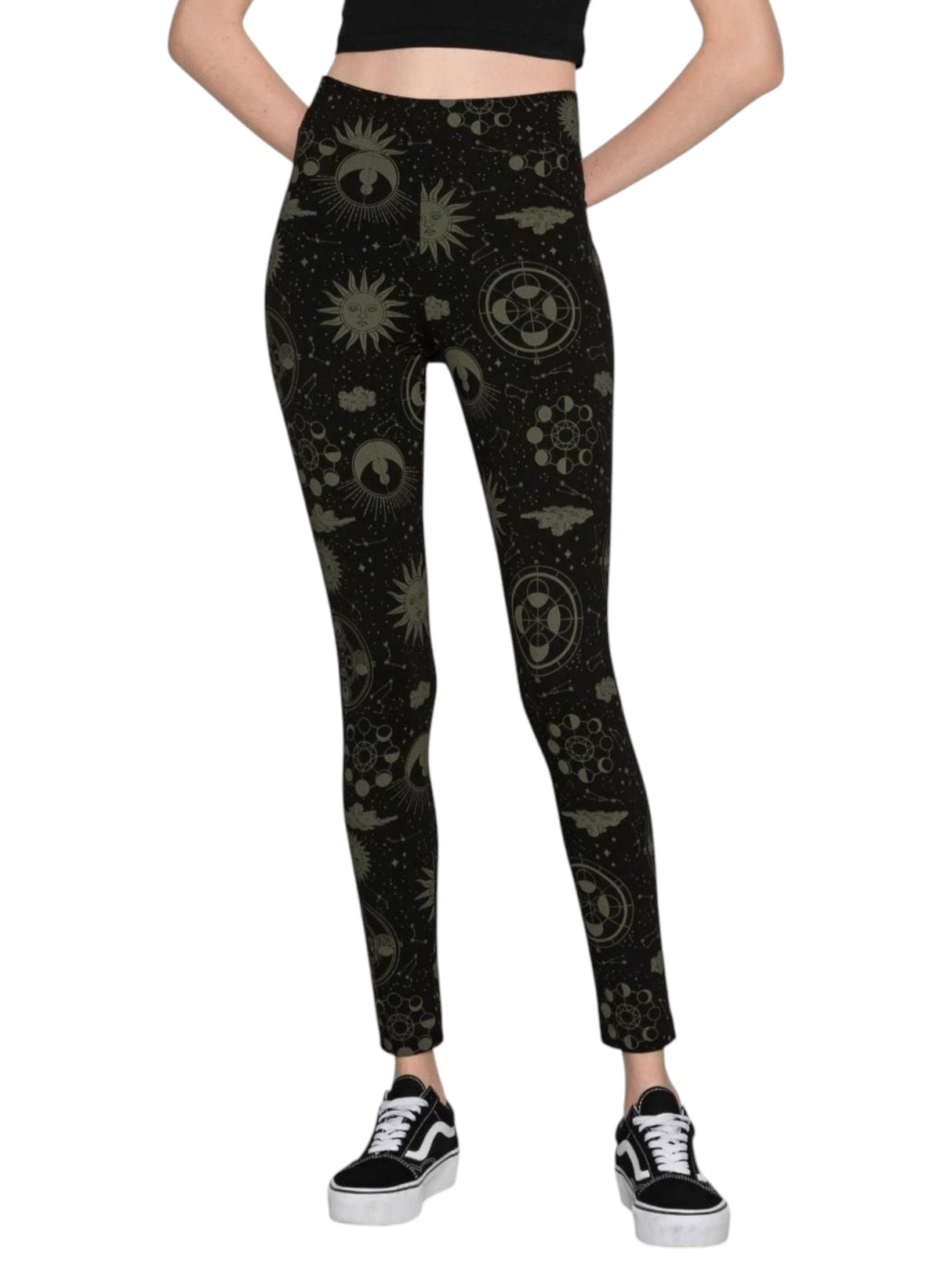 Image for Women's Graphic Printed Legging,Black\Olive