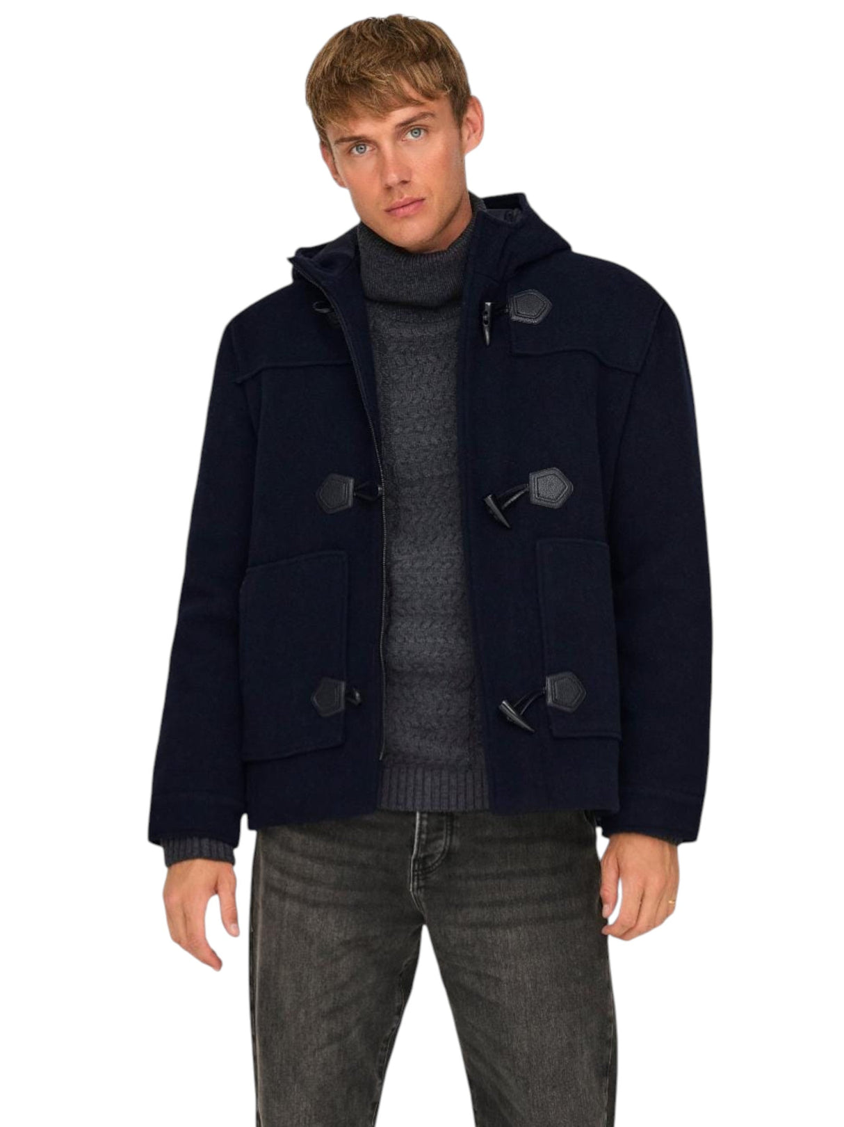 Image for Men's Plain Solid Jacket,Navy