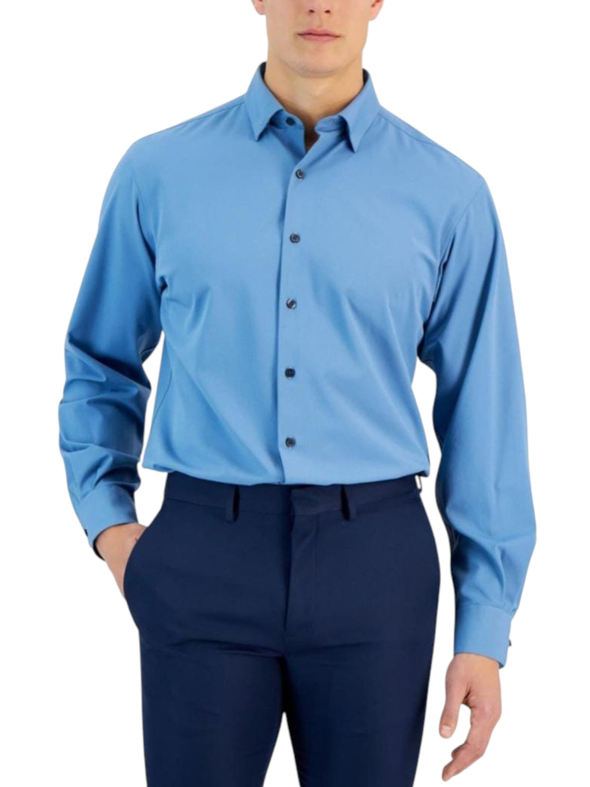 Image for Men's Plain Dress Shirt,Blue