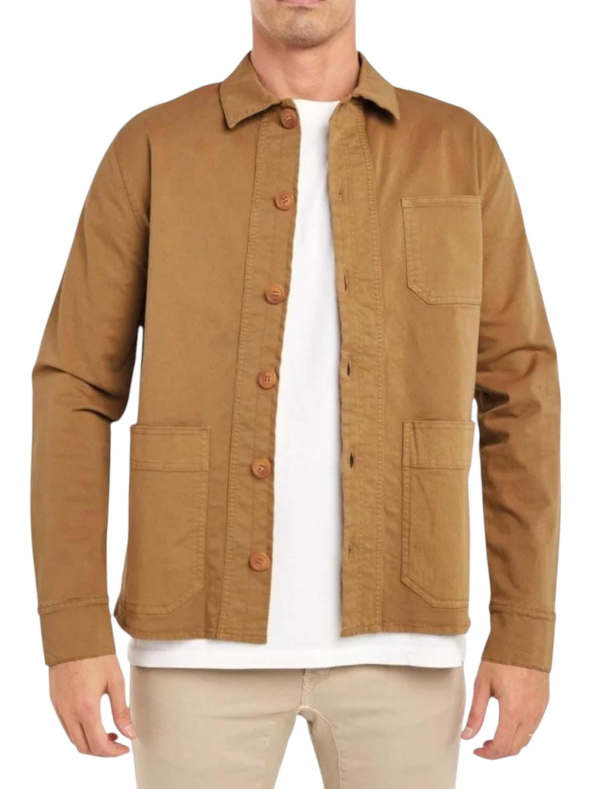 Image for Men's Plain Solid Jacket Two Pocket,Light Brown