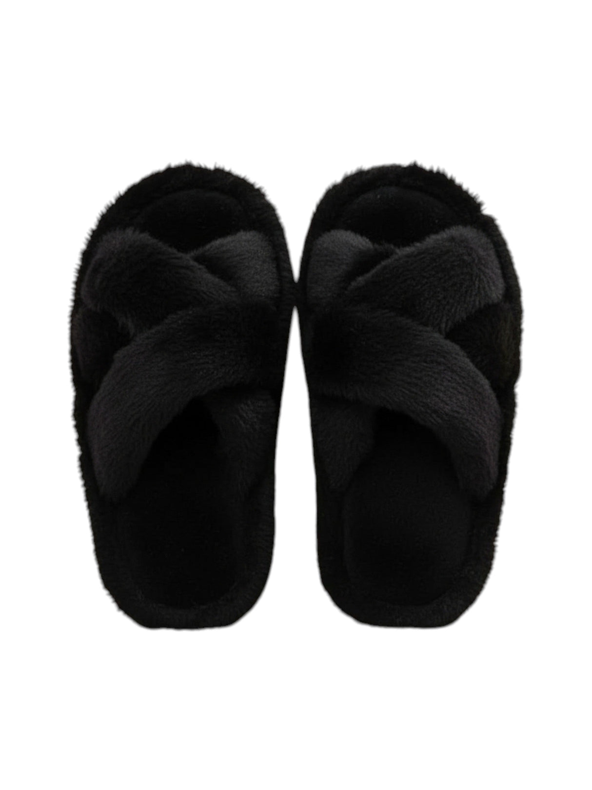 Image for Women's Faux Fur Slippers,Black