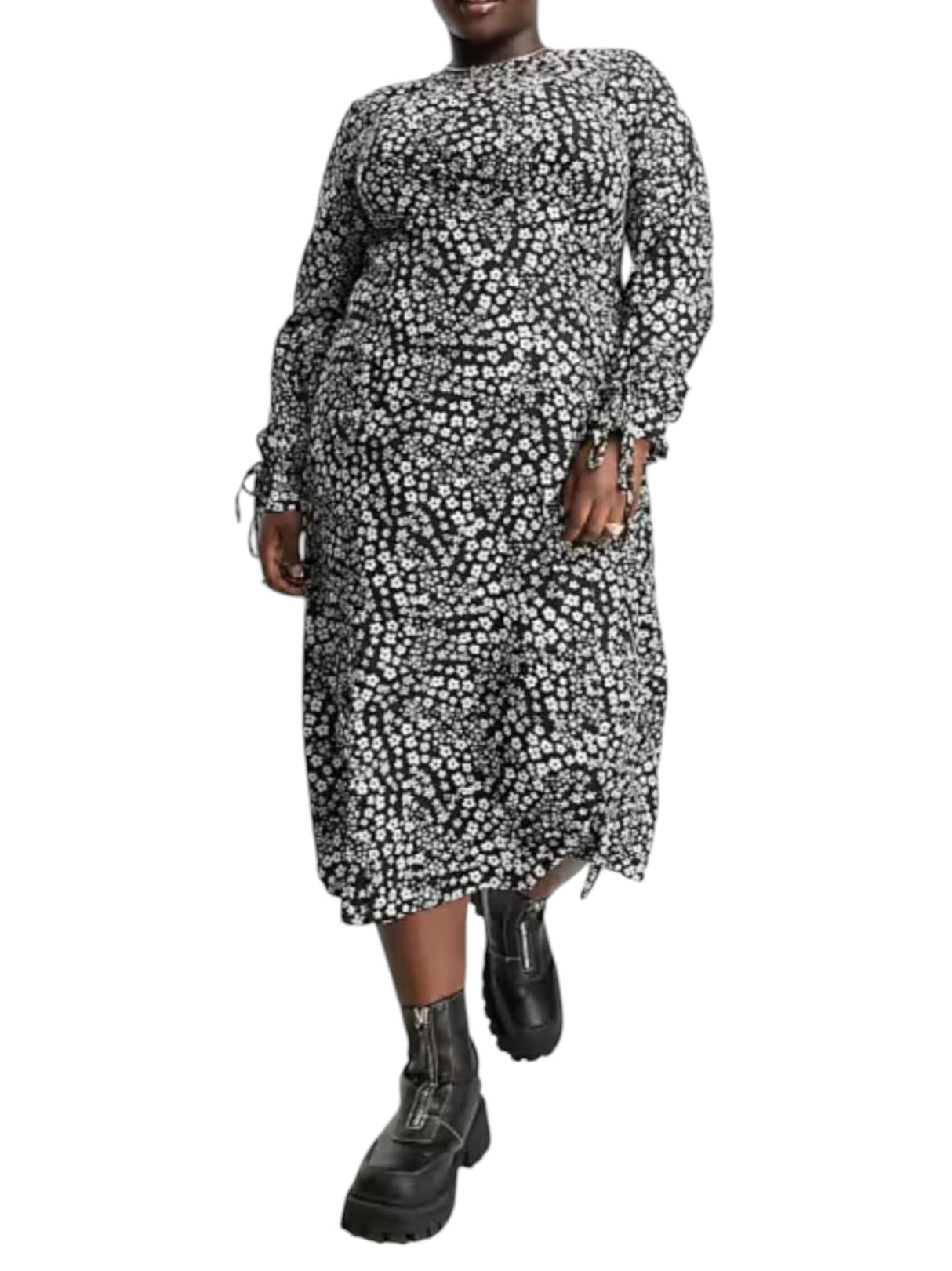 Image for Women's Floral Printed Dress,Black