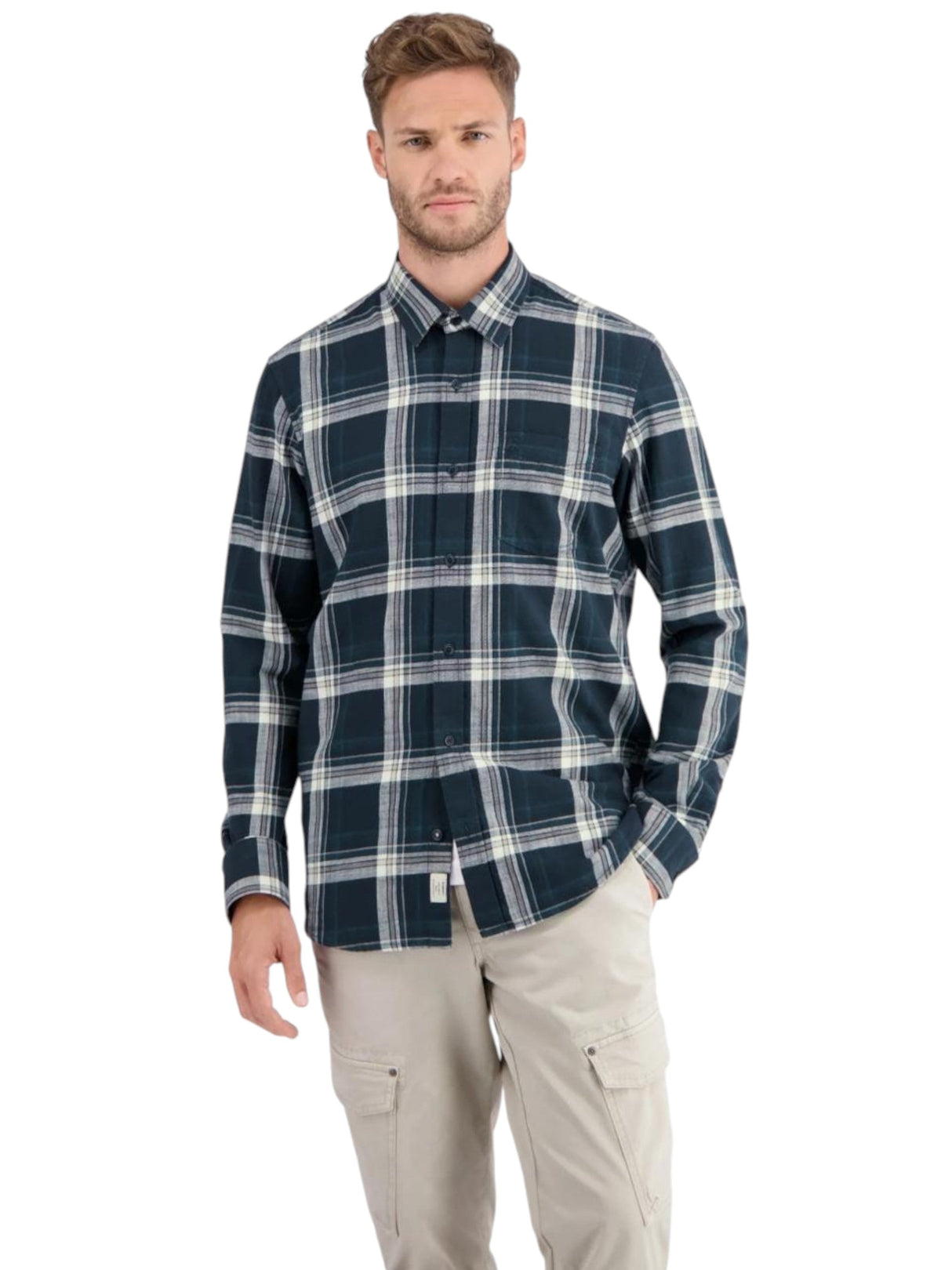 Image for Men's Plaid Dress Shirt,Navy